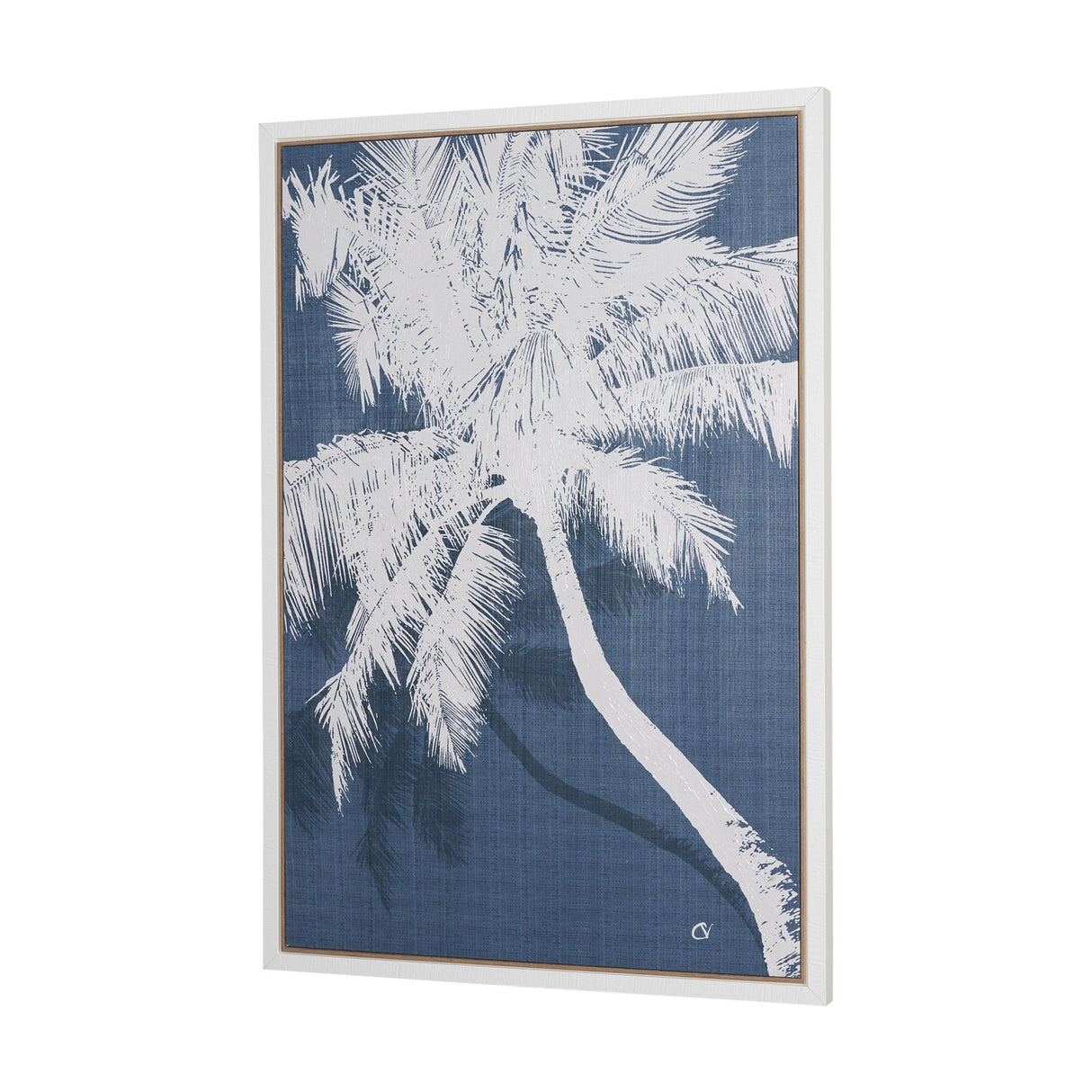 Palm Shadow I (Blue) by Mercana Studio Hand-Embellished Textured Framed Canvas Artwork from Mercana - Luna Furniture
