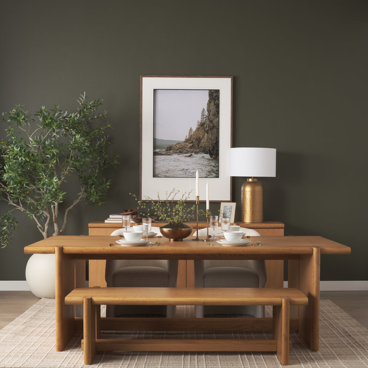 Rowan 94" Light Brown Oak Wood Rectangular Dining Table from Mercana - Luna Furniture