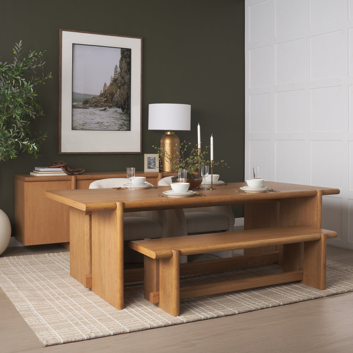 Rowan 94" Light Brown Oak Wood Rectangular Dining Table from Mercana - Luna Furniture