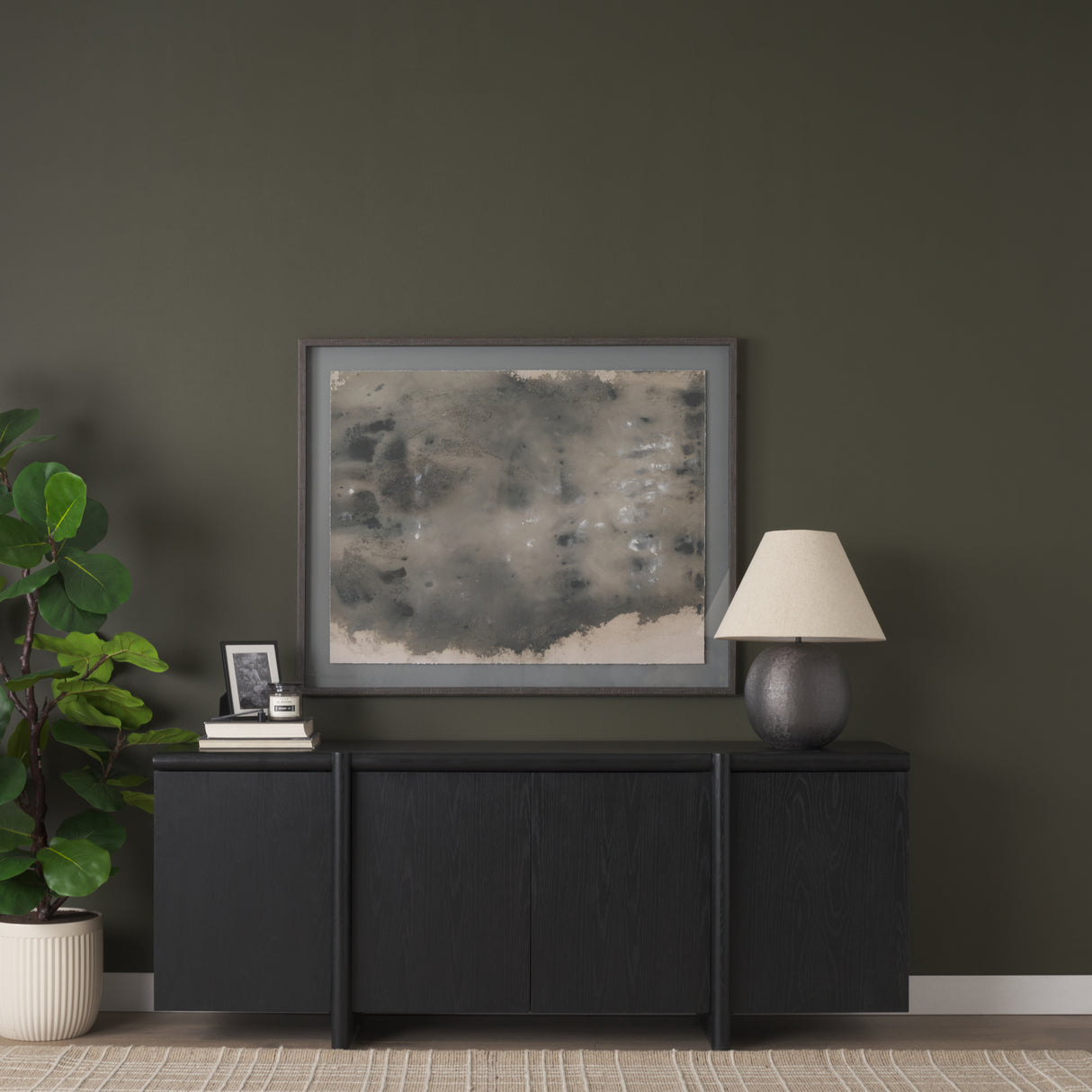 Rowan Black Oak Wood Closed 4 Door Sideboard from Mercana - Luna Furniture