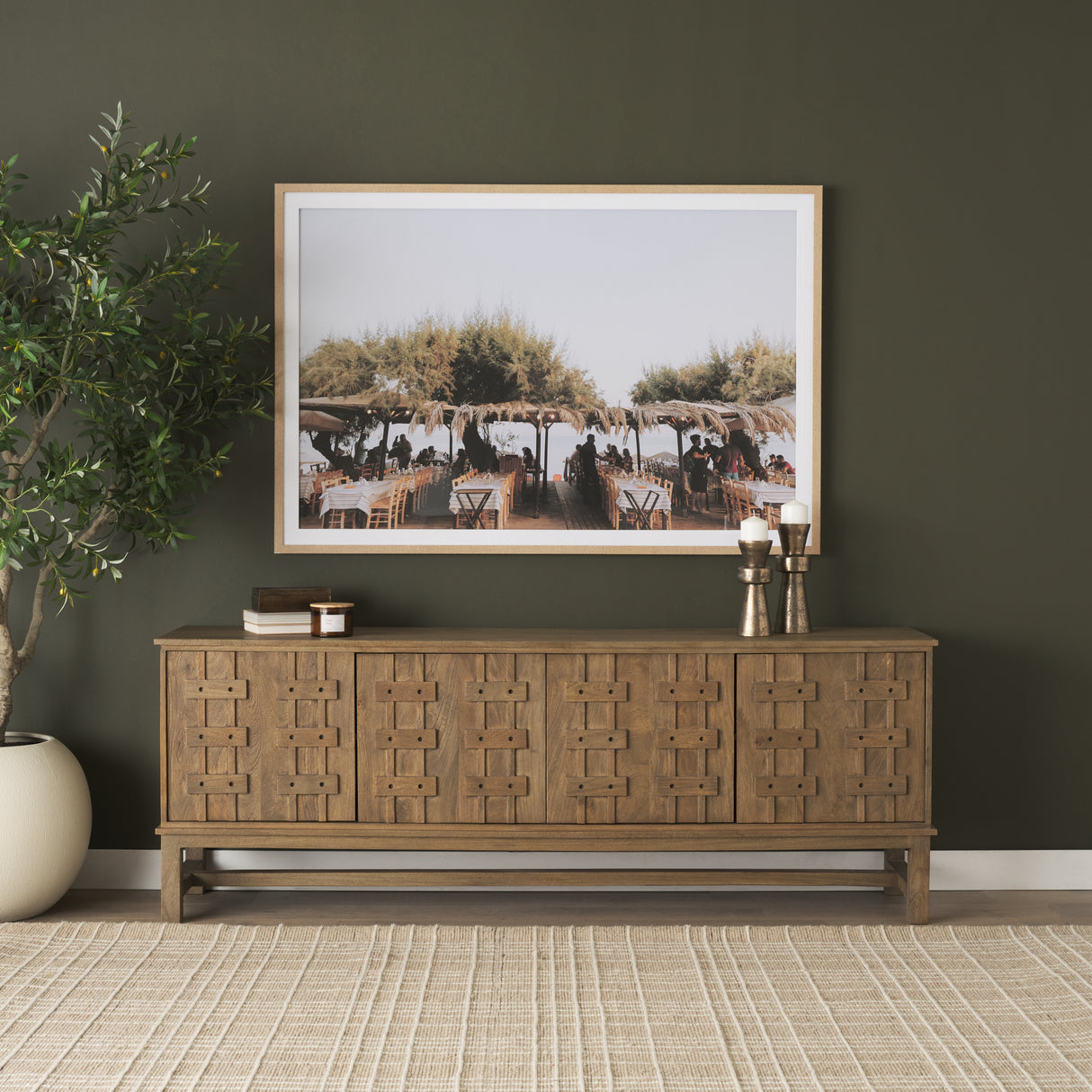 Truss Cool Brown Wood 4 Door Closed Sideboard from Mercana - Luna Furniture
