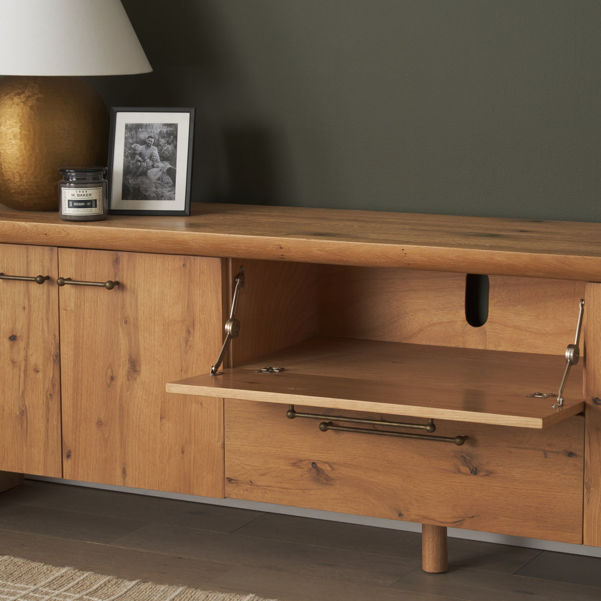 Belford 94" Light Brown Oak Wood Media Console from Mercana - Luna Furniture