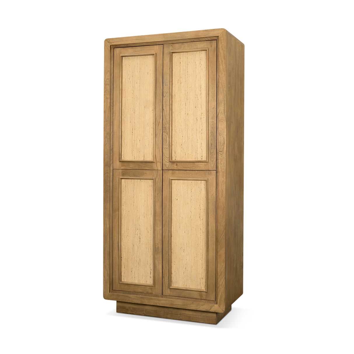 Valterra Light Brown Wood w/ Travertine 4 Door Tall Cabinet from Mercana - Luna Furniture