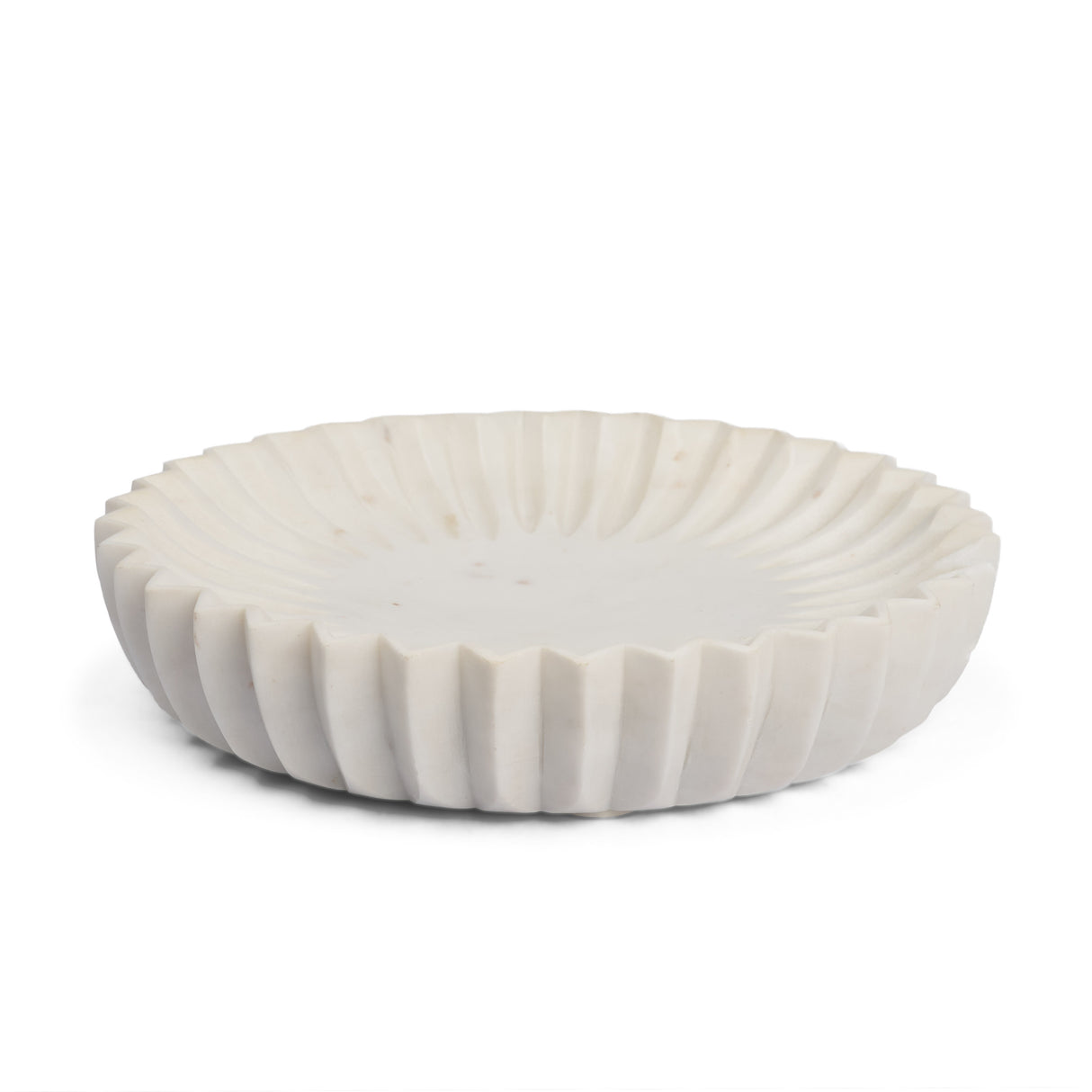 Fiora Round White Marble Scalloped Decorative Bowl from Mercana - Luna Furniture