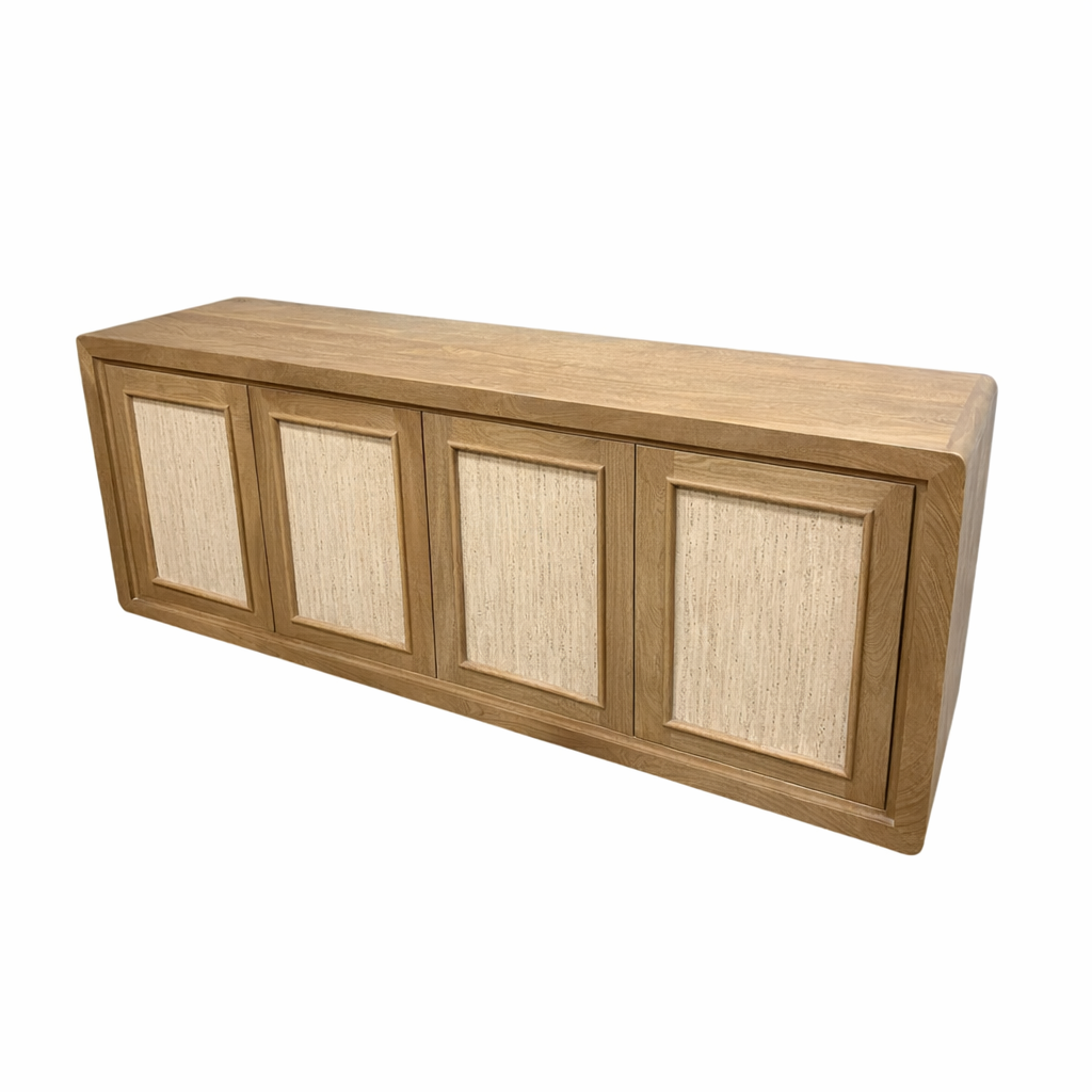 Valterra Light Brown Wood w/ Travertine 4 Door Sideboard from Mercana - Luna Furniture