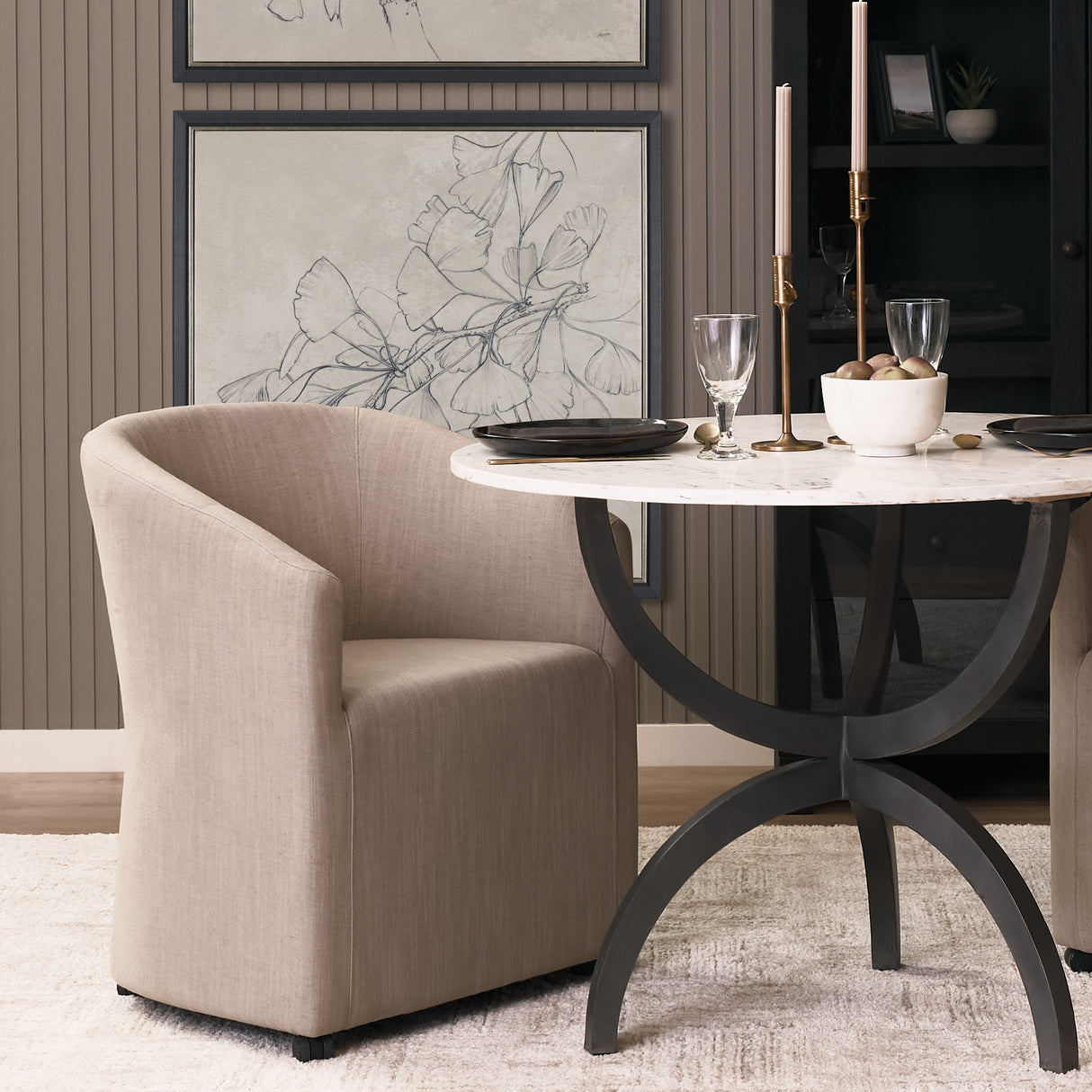 Sondra Gray Performance Fabric Upholstered Club Dining Chair