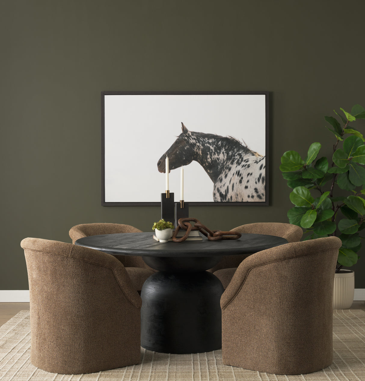 Curtis Brown Fabric Barrelback Half-Moon Base Dining Armchair from Mercana - Luna Furniture