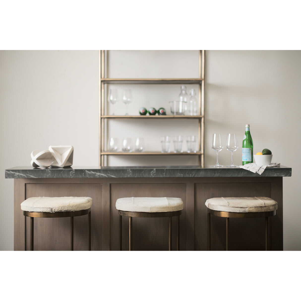 Millie 16.75 X 17.75 X 26.25 Hair-on-hide Seat W/ Gold Metal Frame Counter Stool from Mercana - Luna Furniture