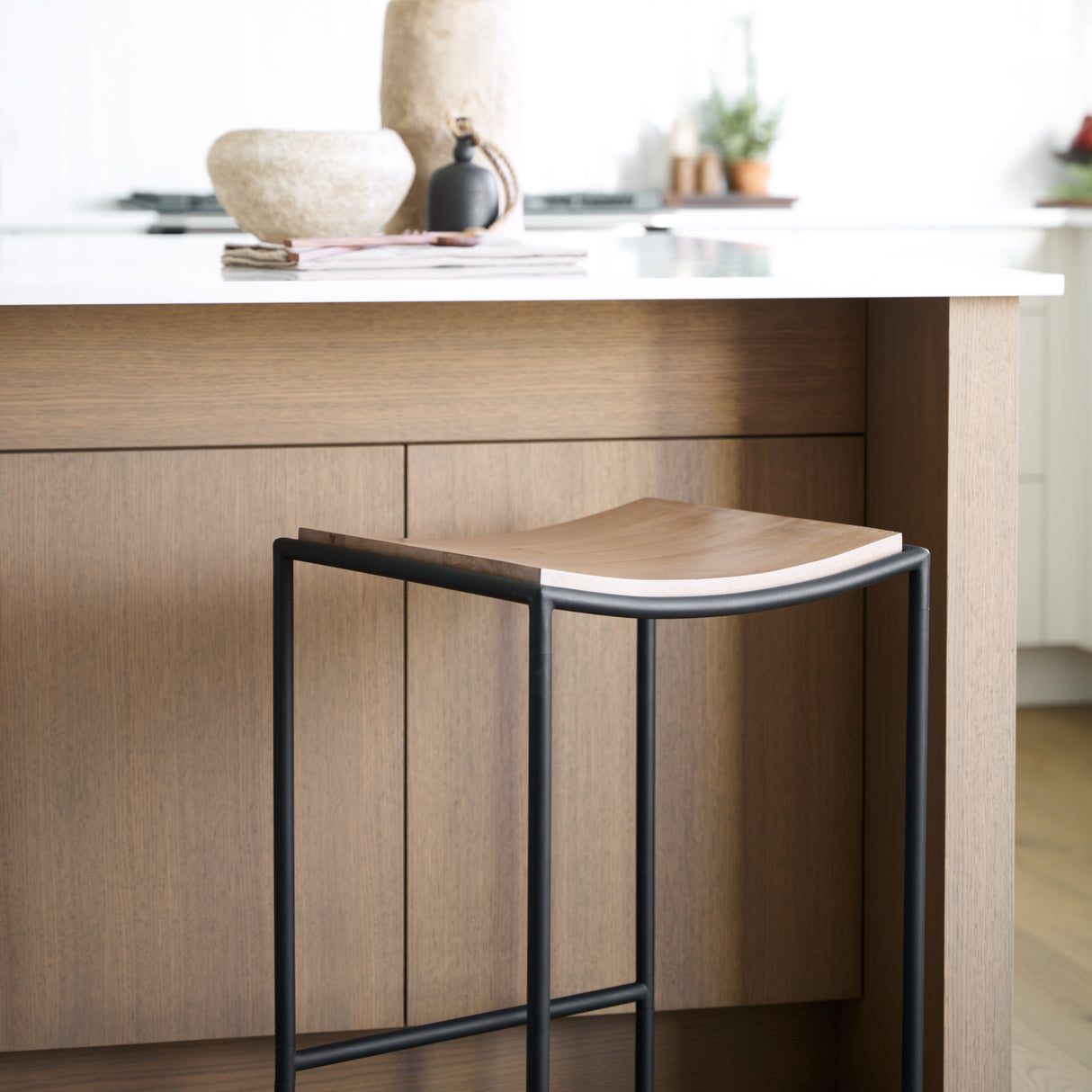Taniel Light Brown Wood w/ Black Metal Counter Stool from Mercana - Luna Furniture