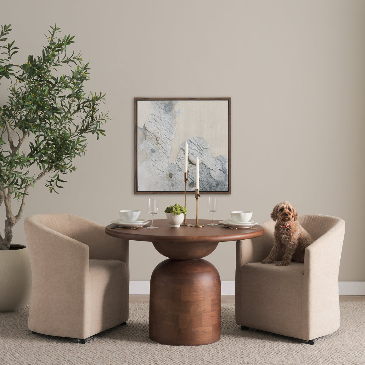 Sondra Beige Performance Fabric Upholstered Club Dining Chair from Mercana - Luna Furniture