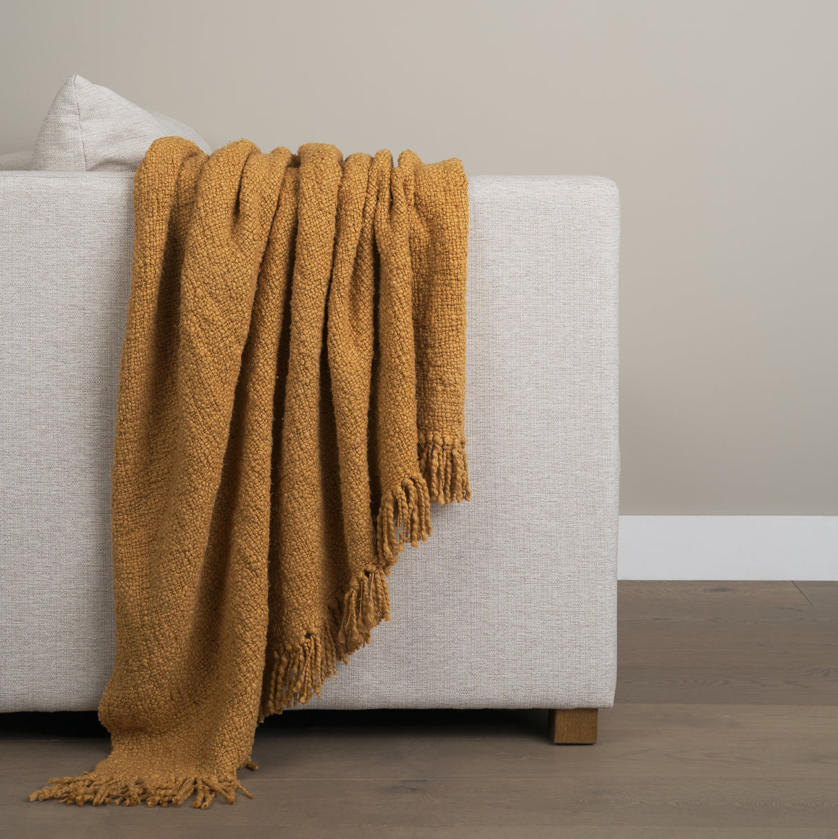 Kambal Mustard Woven Cotton Throw Blanket from Mercana - Luna Furniture