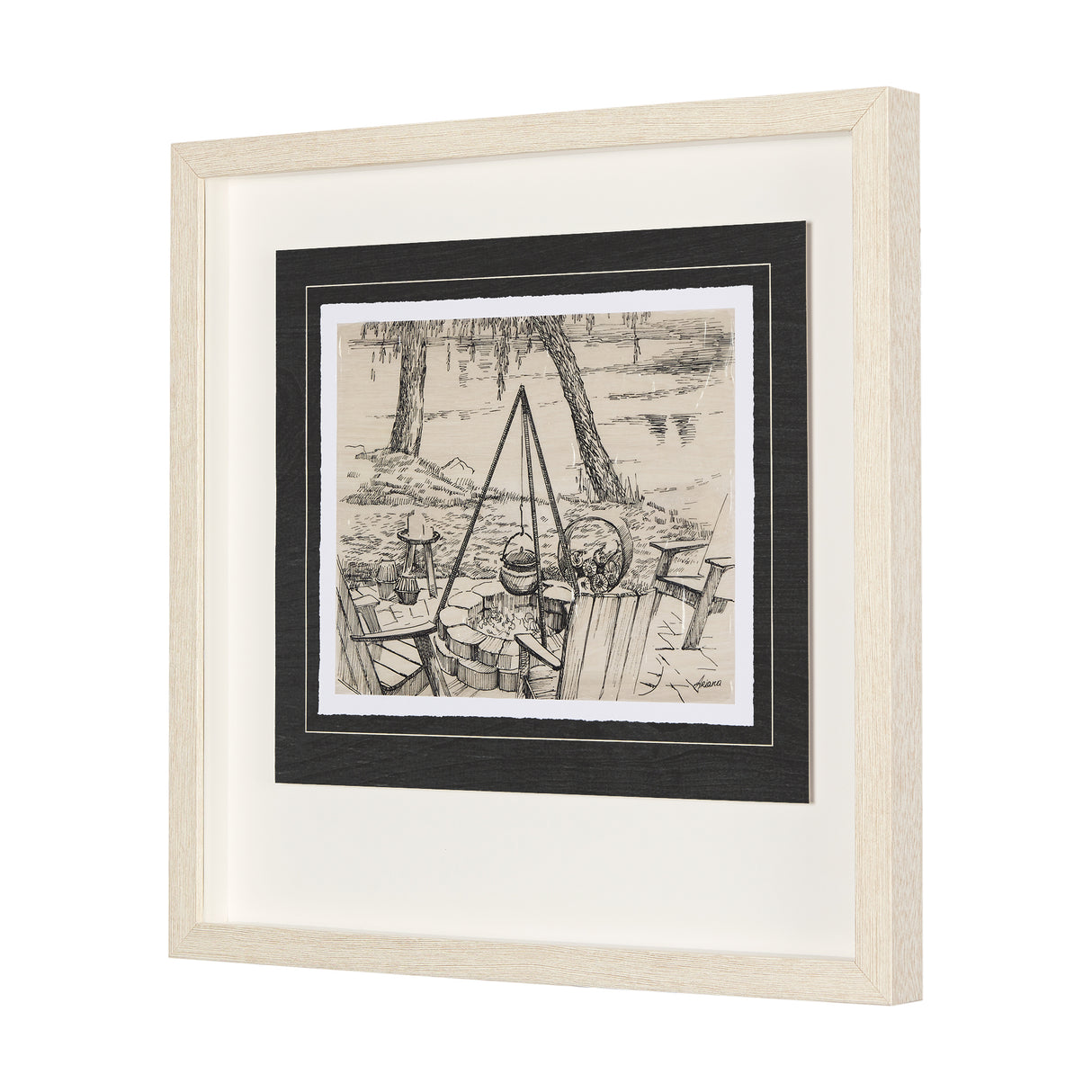 Fireside I by Mercana Studio a Hand Embellished Textured Framed Art Print Matted under Glass from Mercana - Luna Furniture