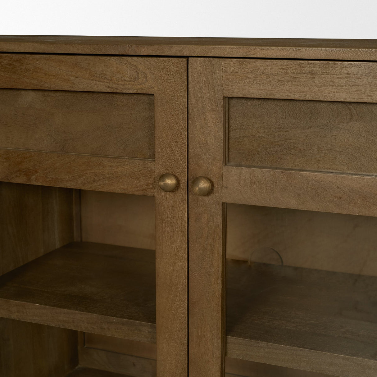 Suri Mid Brown Wood w/ Glass 4-Door Closed Sideboard from Mercana - Luna Furniture