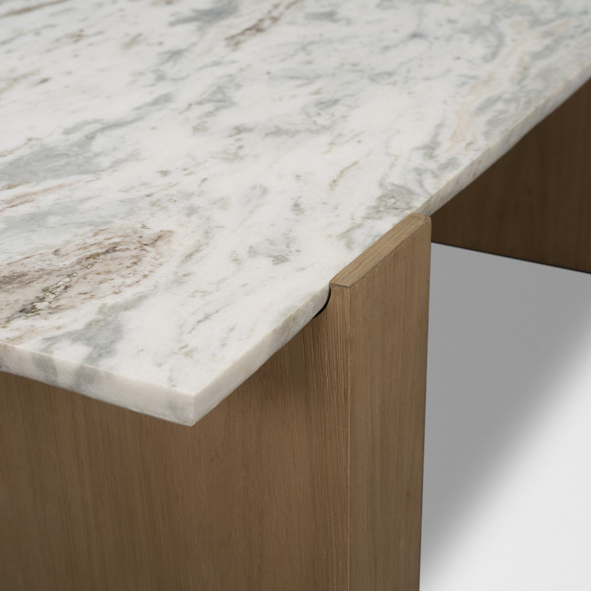 Milos Pink Marble Top w/ Light Brown Oak Wood Coffee Table from Mercana - Luna Furniture