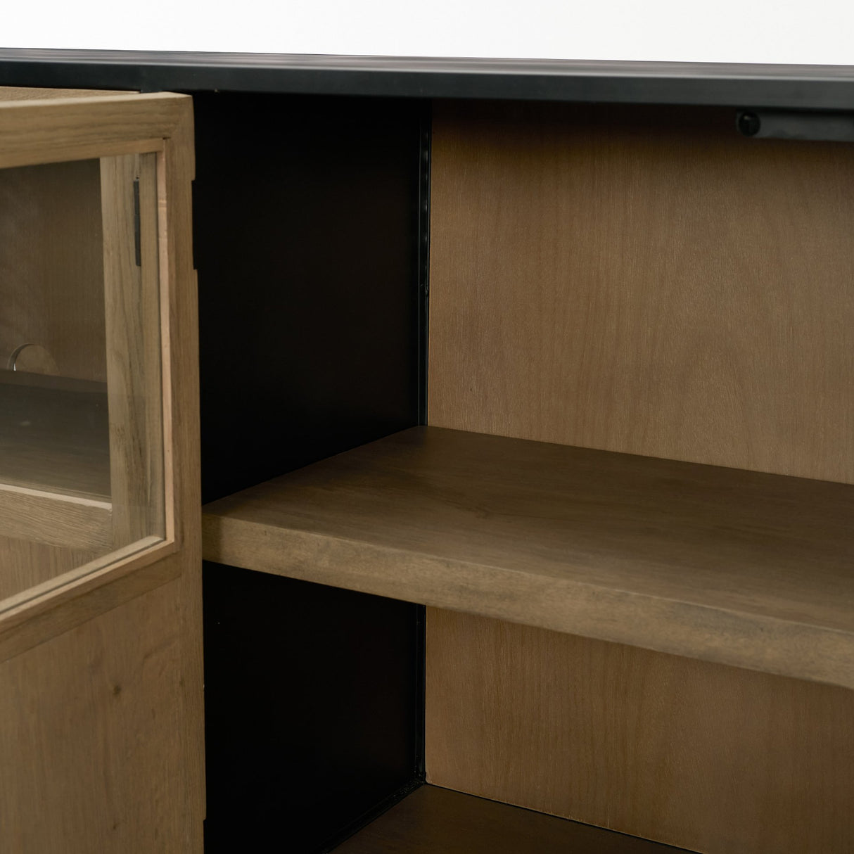 Sloan 80" Light Brown Wood W/Black Metal Frame Sideboard from Mercana - Luna Furniture