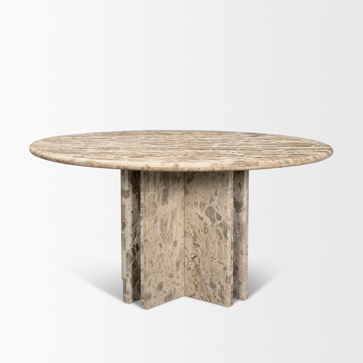 Rivaro Solid Beige Marble Round Dining Table from Mercana - Luna Furniture
