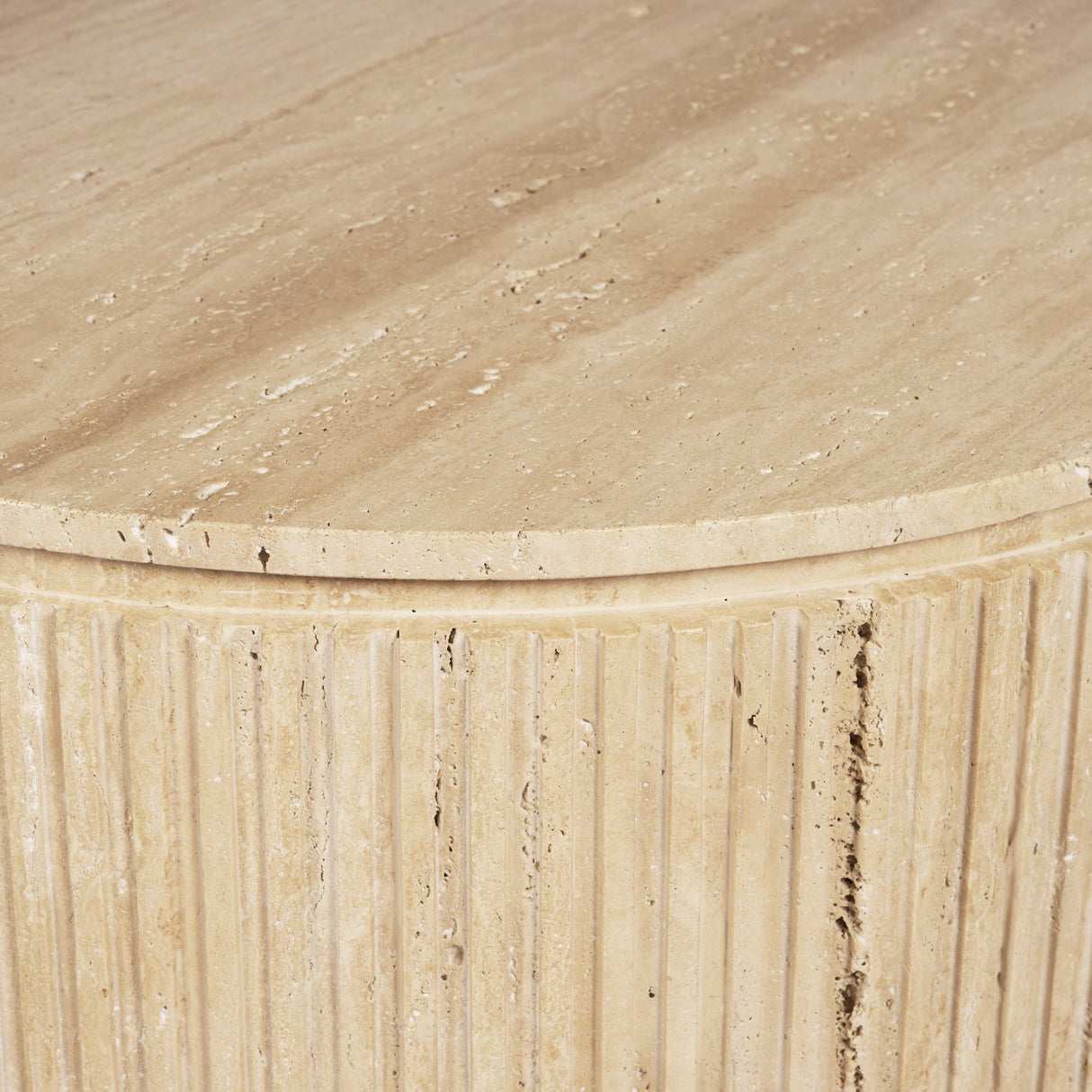 Elara Ribbed Oblong Travertine Coffee Table from Mercana - Luna Furniture