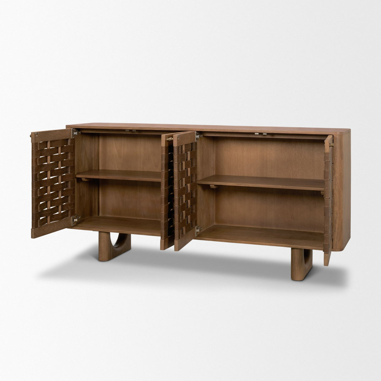 Wexlan Solid Wood w/ Leather Weave 4 Door Closed Sideboard from Mercana - Luna Furniture