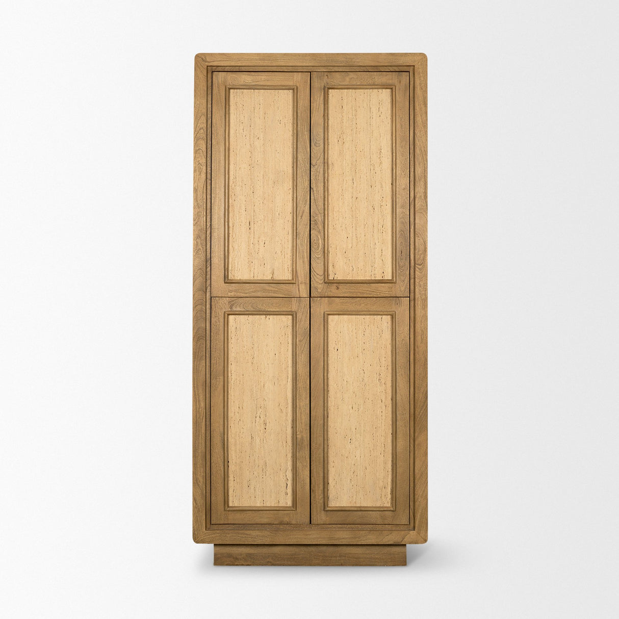 Valterra Light Brown Wood w/ Travertine 4 Door Tall Cabinet from Mercana - Luna Furniture