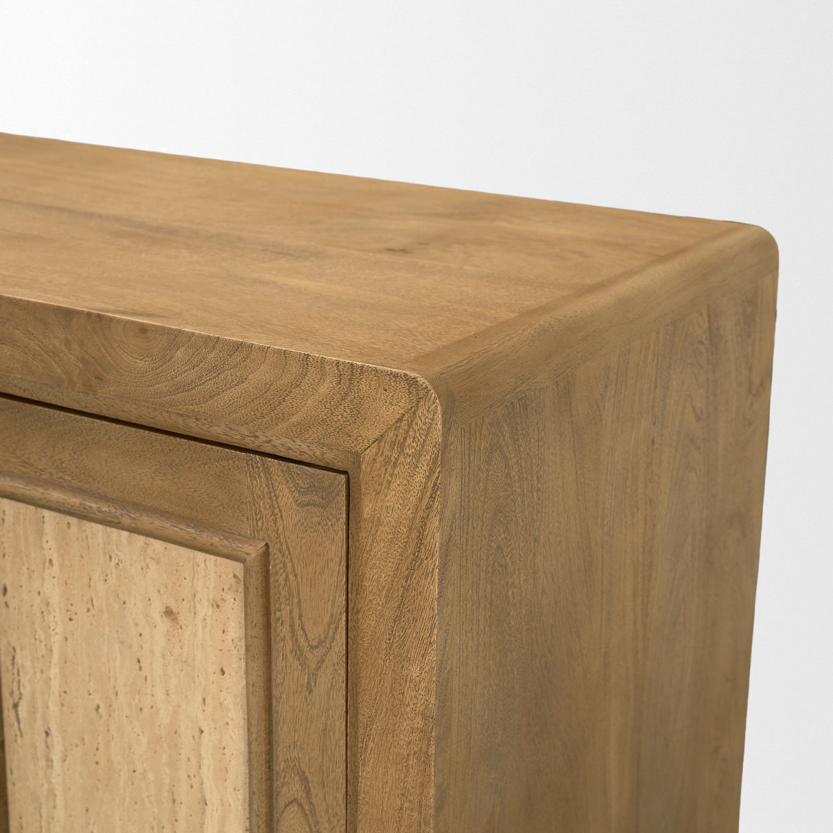 Valterra Light Brown Wood w/ Travertine 6 Door Media Console from Mercana - Luna Furniture