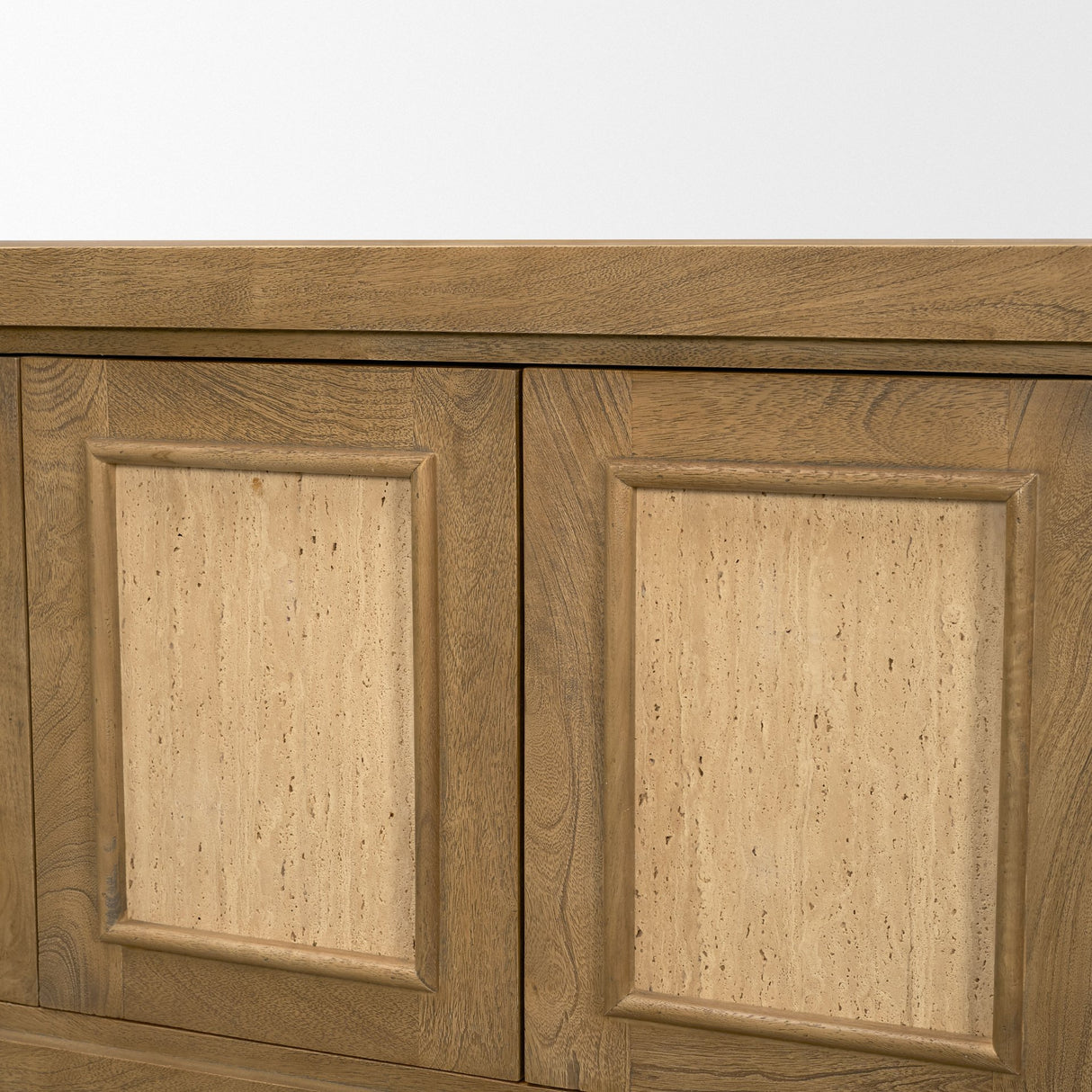 Valterra Light Brown Wood w/ Travertine 6 Door Media Console from Mercana - Luna Furniture
