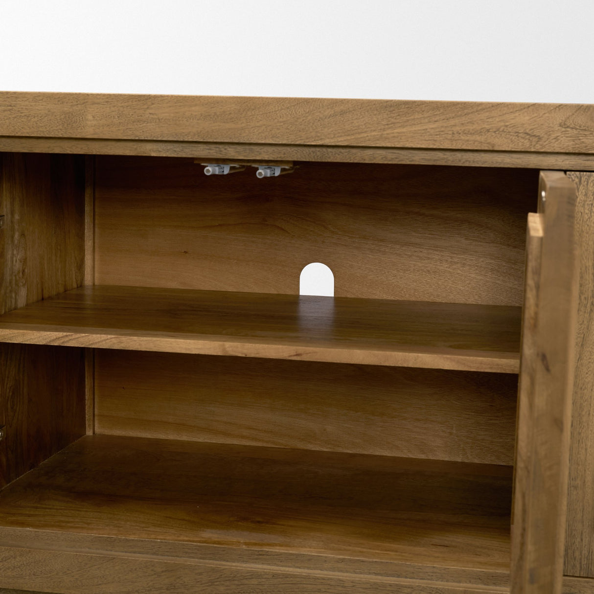 Valterra Light Brown Wood w/ Travertine 6 Door Media Console from Mercana - Luna Furniture