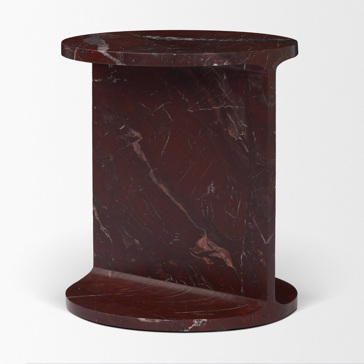 Forma Rosso Red Marble Round Side Table from Mercana - Luna Furniture