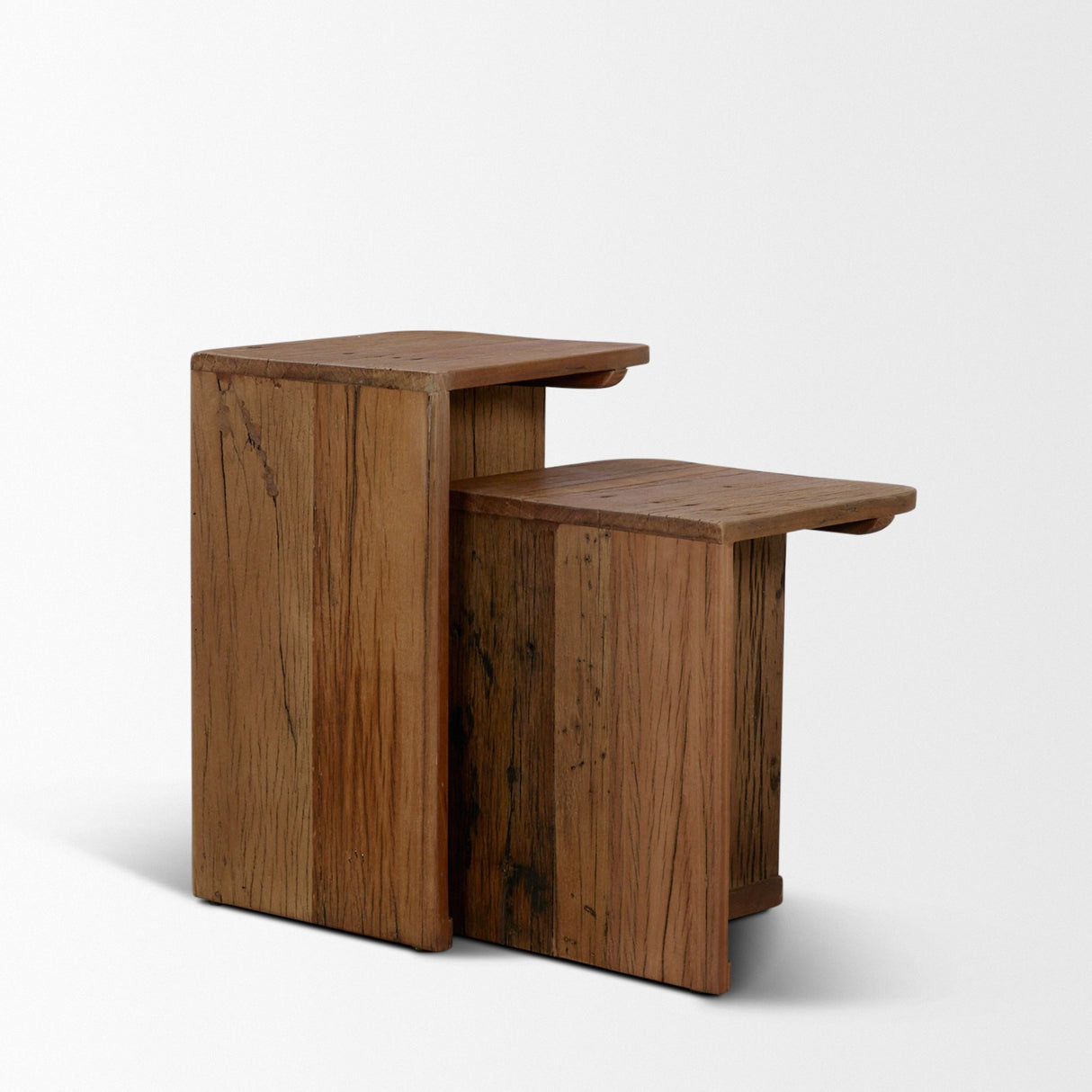 Lucan Mid-Dark Brown Reclaimed Wood Side Tables from Mercana - Luna Furniture