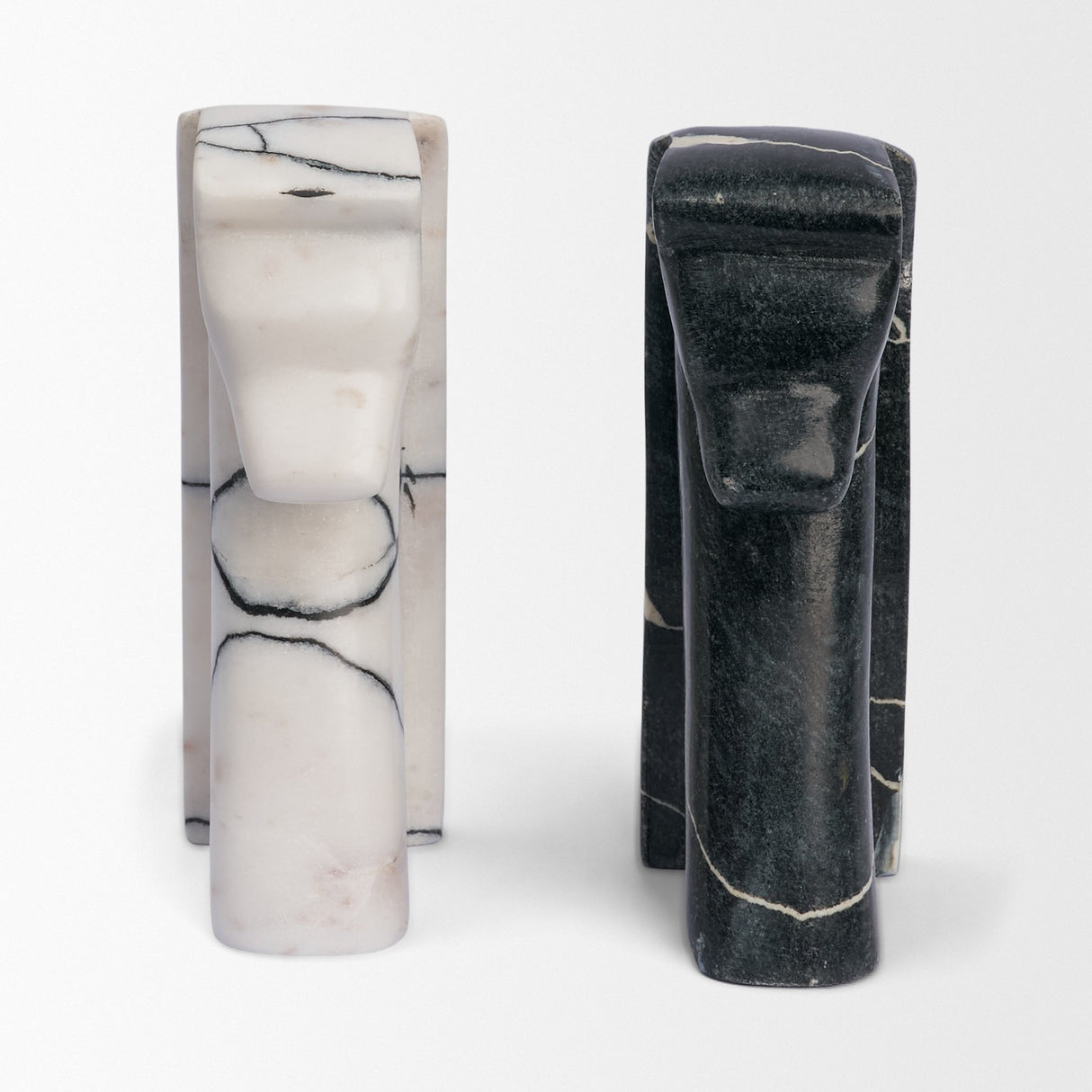 Cavalli Black and White Marble Horse Bookends from Mercana - Luna Furniture