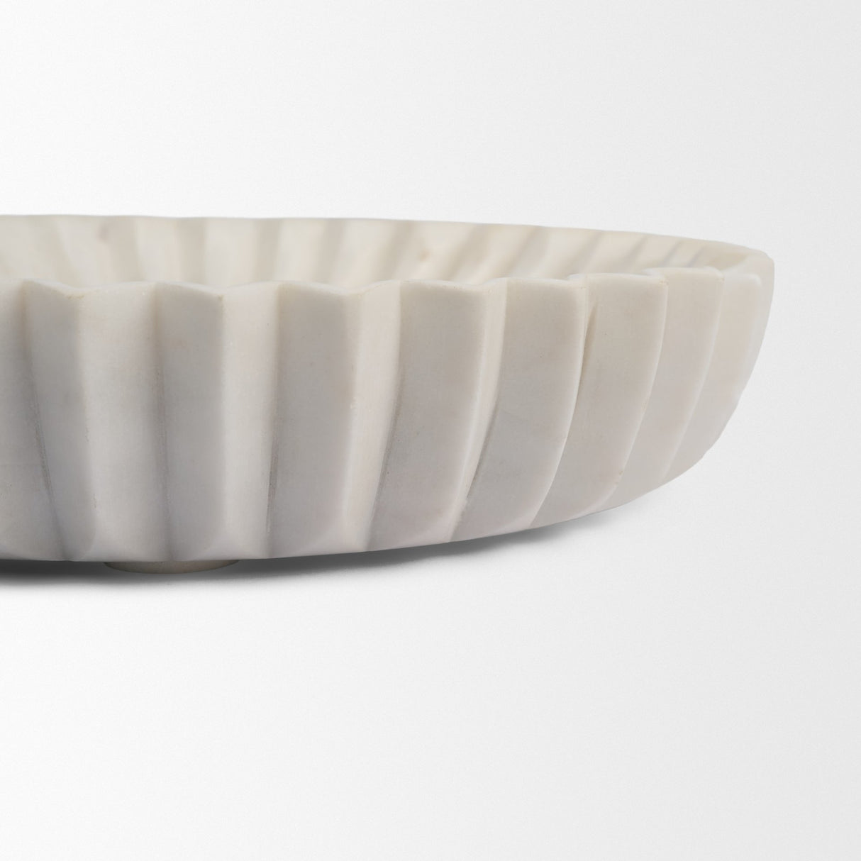 Fiora Round White Marble Scalloped Decorative Bowl from Mercana - Luna Furniture
