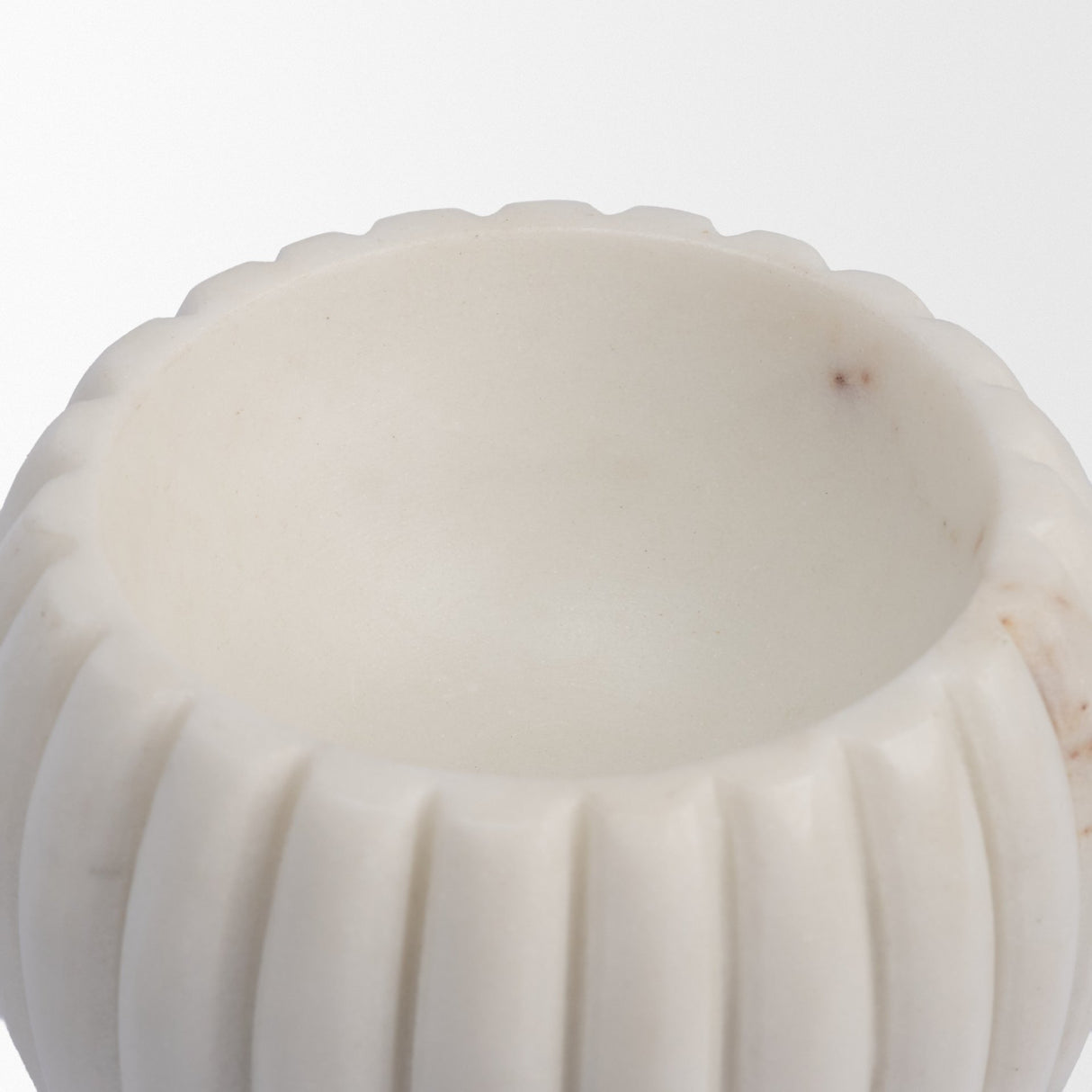 Cava Ribbed White Marble Mortar & Pestle from Mercana - Luna Furniture