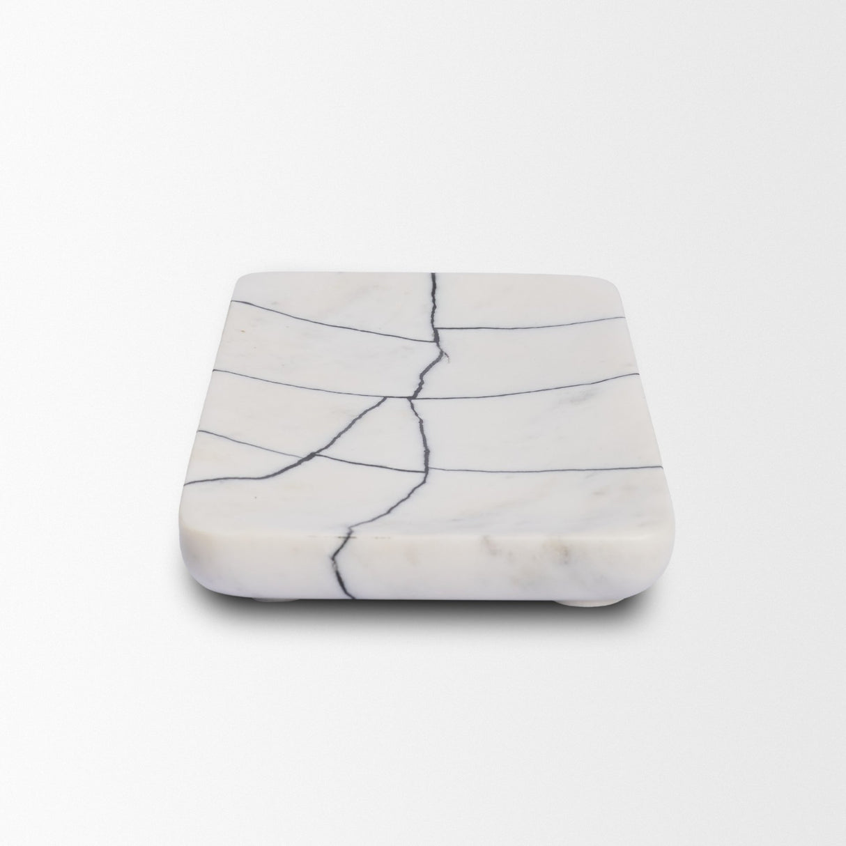 Tratto Rectangular White Marble Decorative Tray from Mercana - Luna Furniture