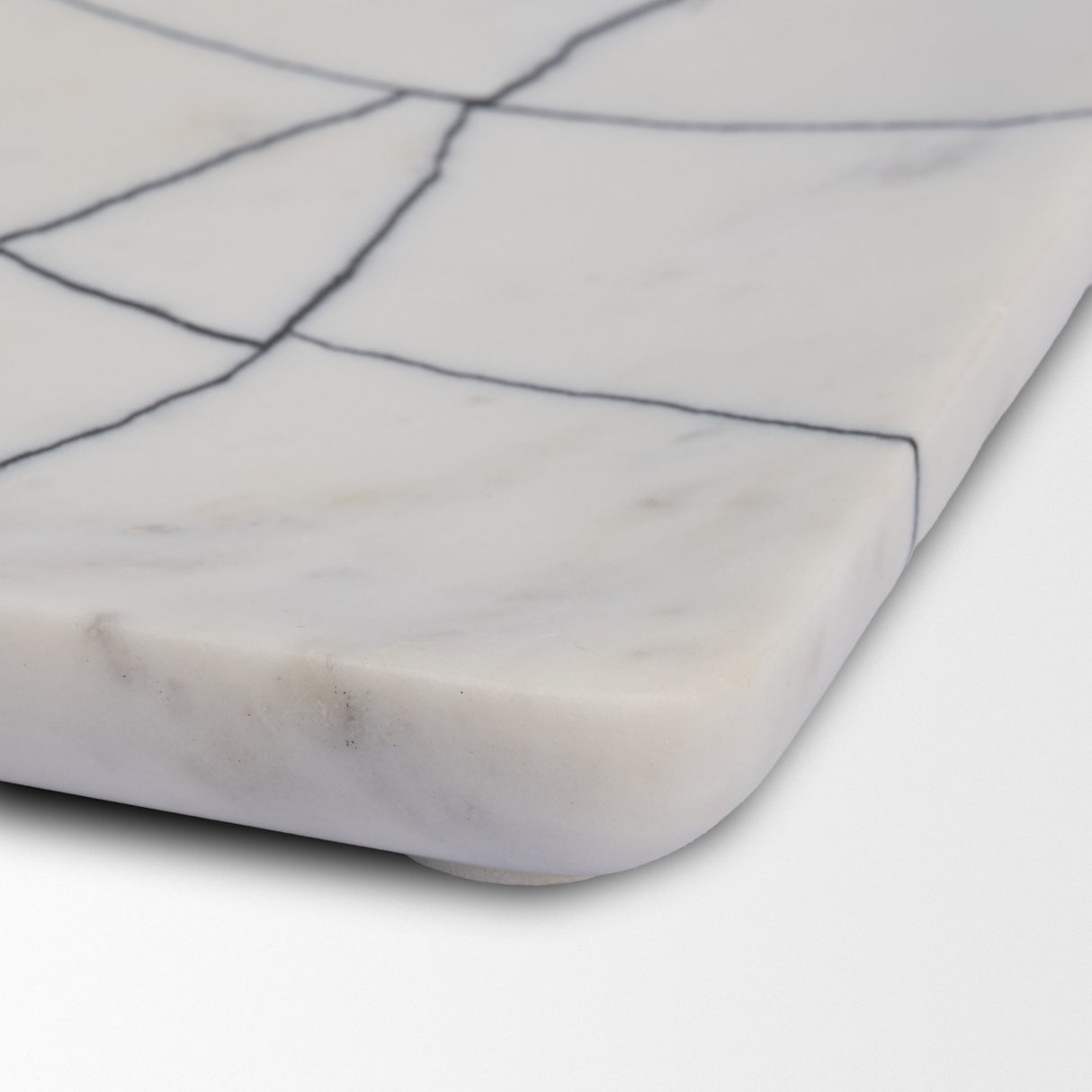 Tratto Rectangular White Marble Decorative Tray from Mercana - Luna Furniture
