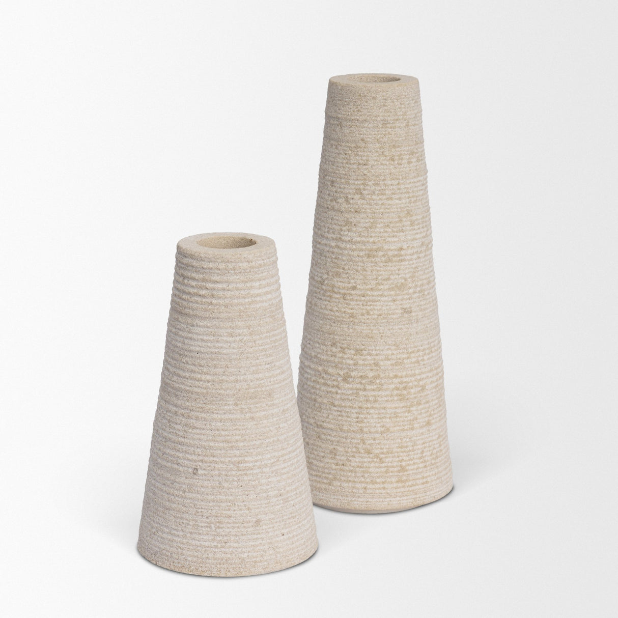 Cono Off-White Marble Cone Shaped Candle Holders (Set of 2) from Mercana - Luna Furniture