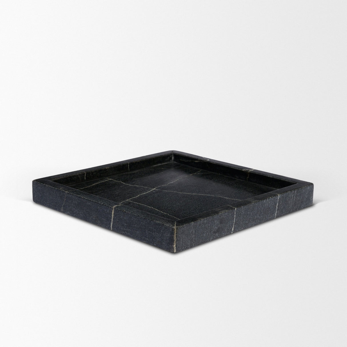 Stratus Black Marble Square Decorative Tray from Mercana - Luna Furniture