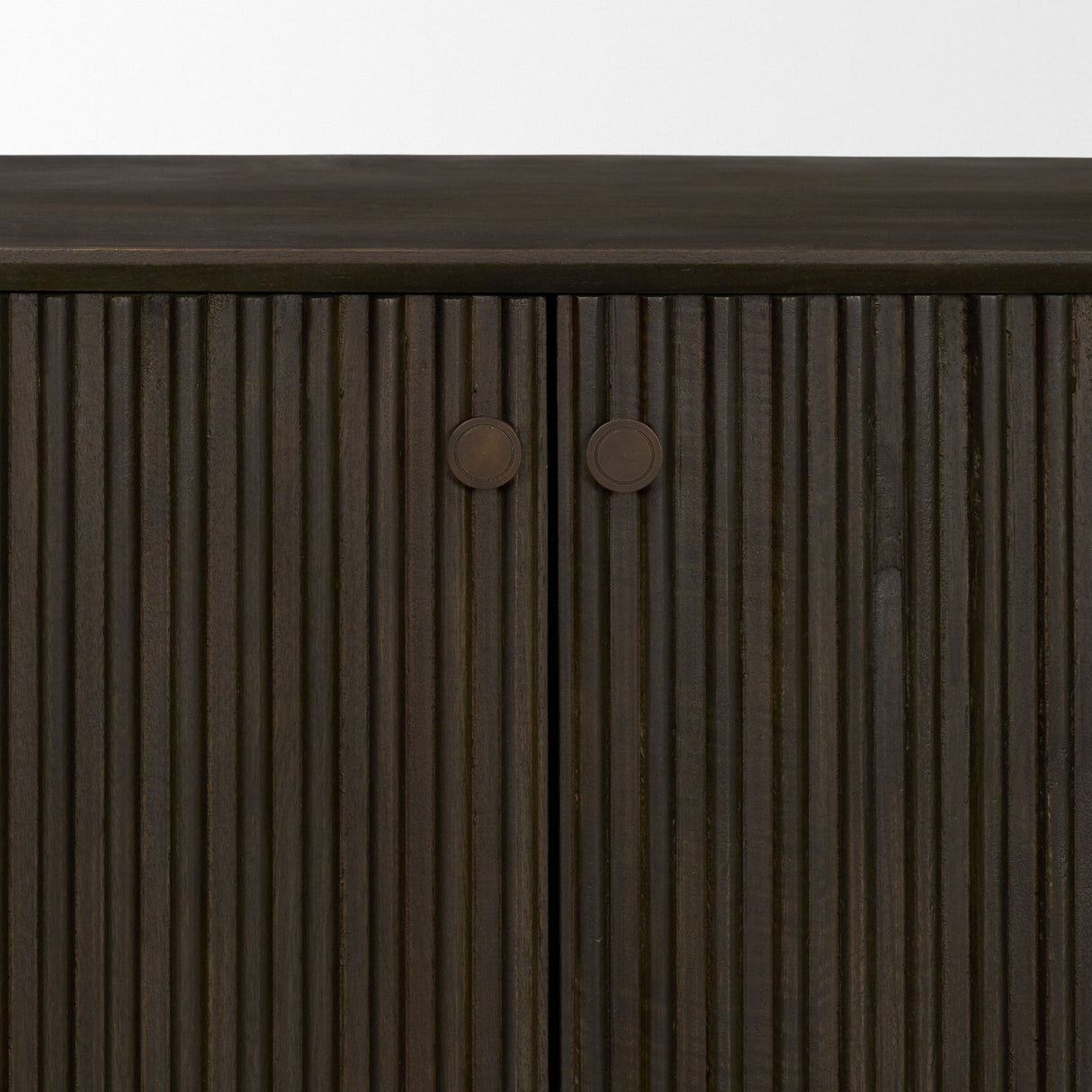 Cinder Distressed Dark Brown Wood Reeded 4-Door Closed Sideboard from Mercana - Luna Furniture