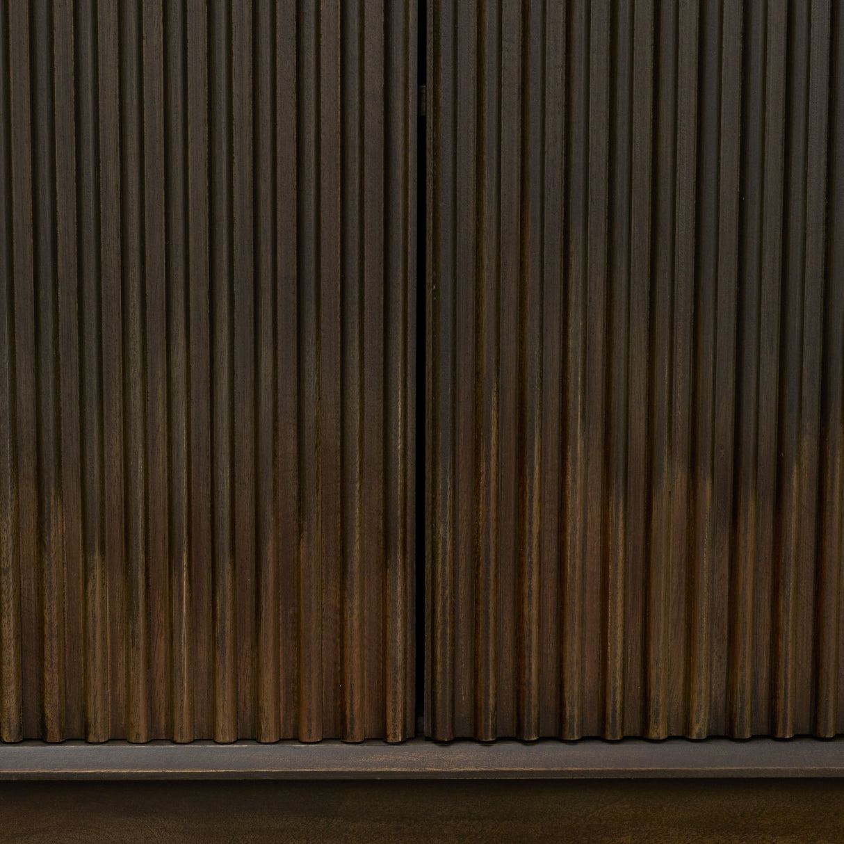 Cinder Distressed Dark Brown Wood Reeded 4-Door Closed Sideboard from Mercana - Luna Furniture