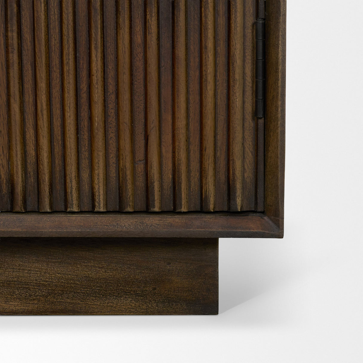 Cinder Distressed Dark Brown Wood Reeded 2-Door Closed Tall Cabinet from Mercana - Luna Furniture