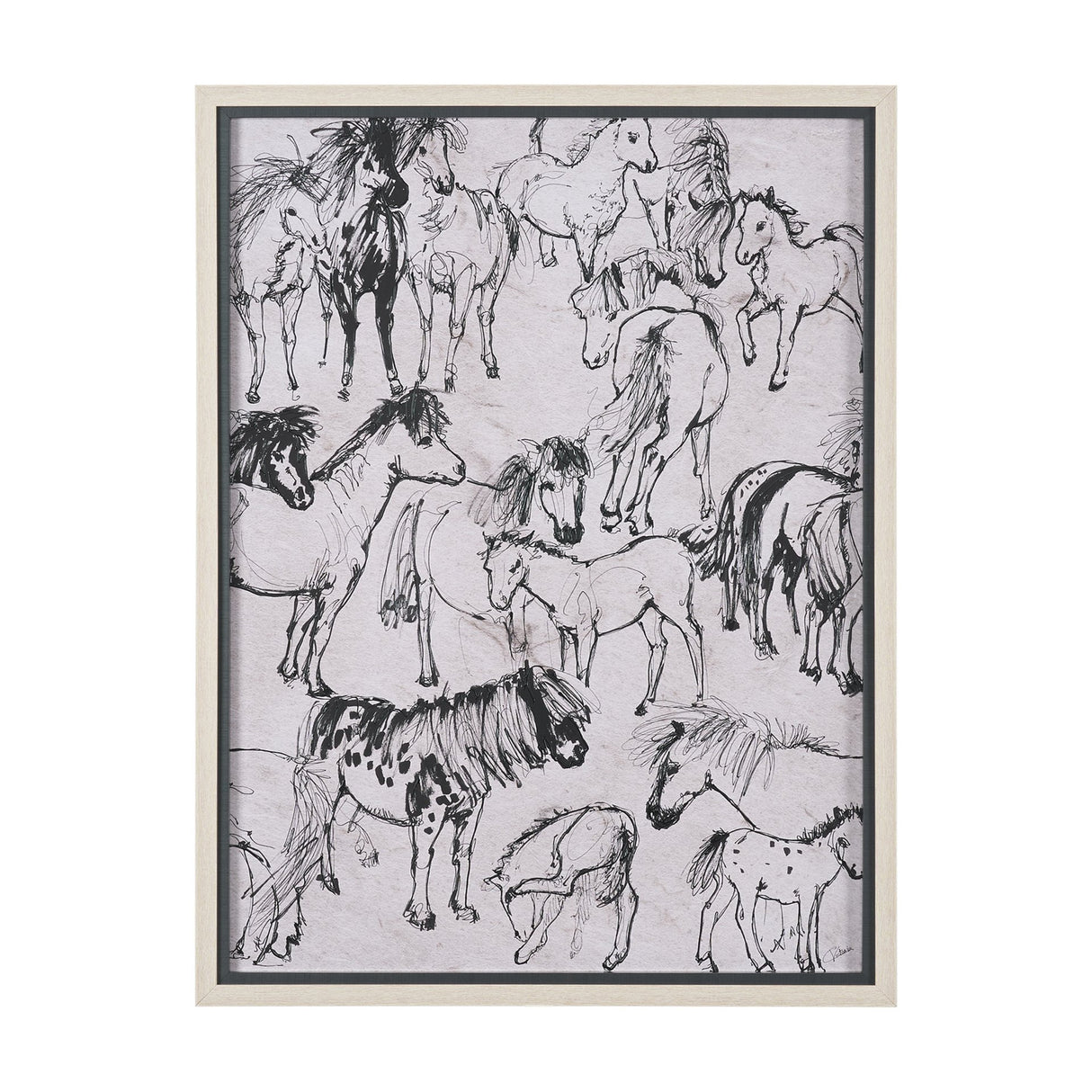 Pony Sketches I by Mercana Studio Hand-Embellished Framed Artwork Matted under Glass from Mercana - Luna Furniture