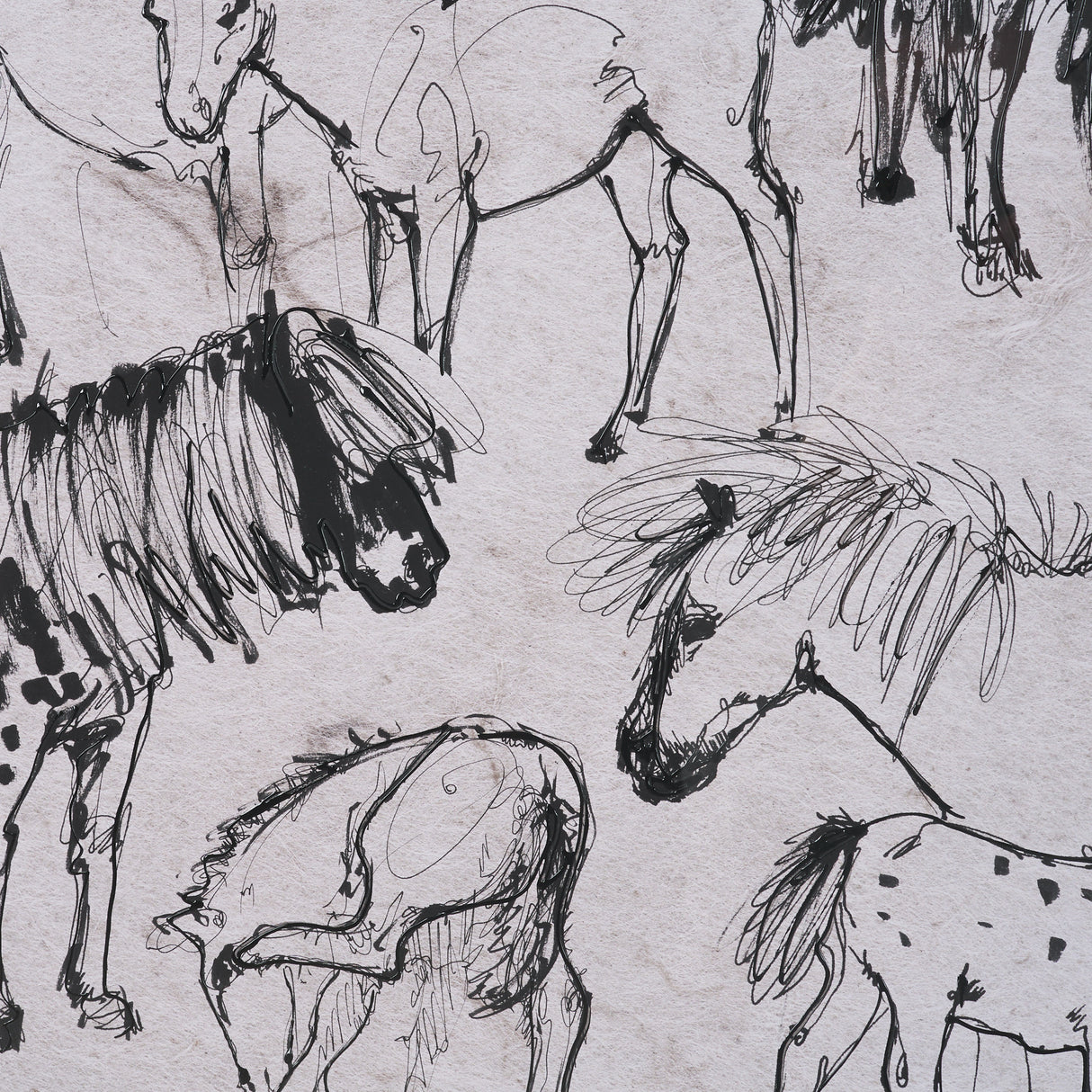 Pony Sketches I by Mercana Studio Hand-Embellished Framed Artwork Matted under Glass from Mercana - Luna Furniture