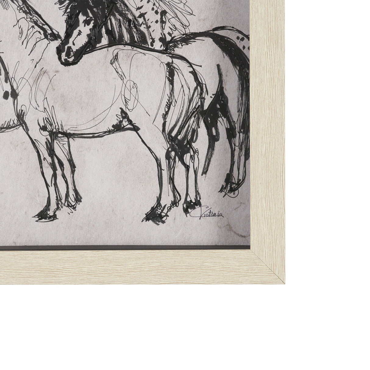 Pony Sketches II by Mercana Studio Hand-Embellished Framed Artwork Matted under Glass from Mercana - Luna Furniture