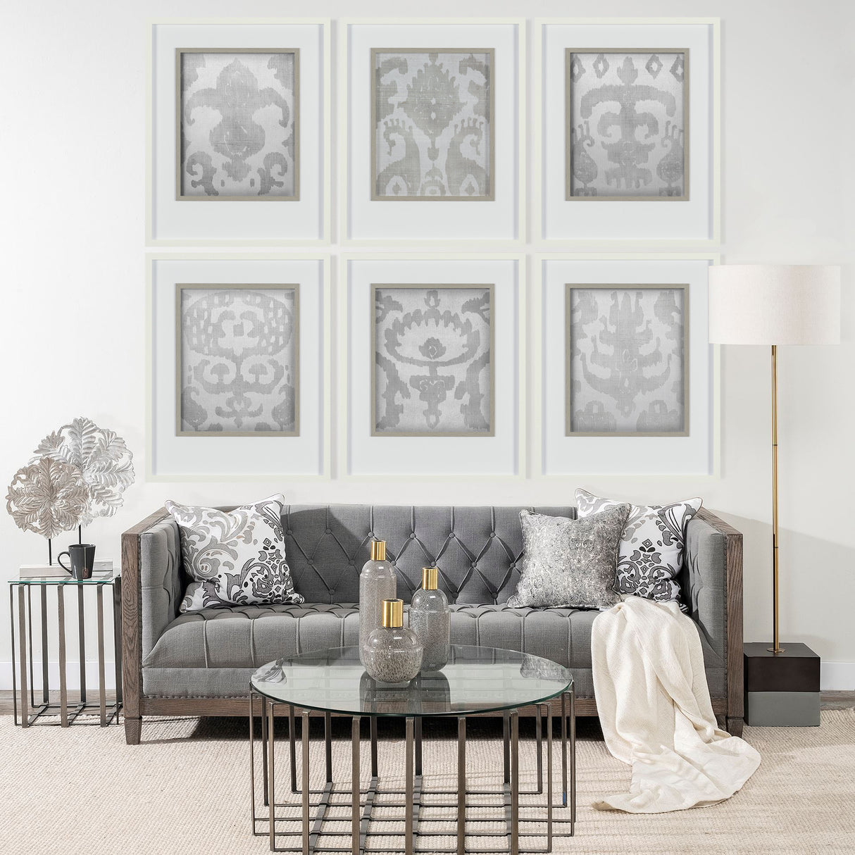Shadow Ikat IV by Chariklia Zarris a Hand Embellished Textured Framed Art Print Matted under Glass from Mercana - Luna Furniture