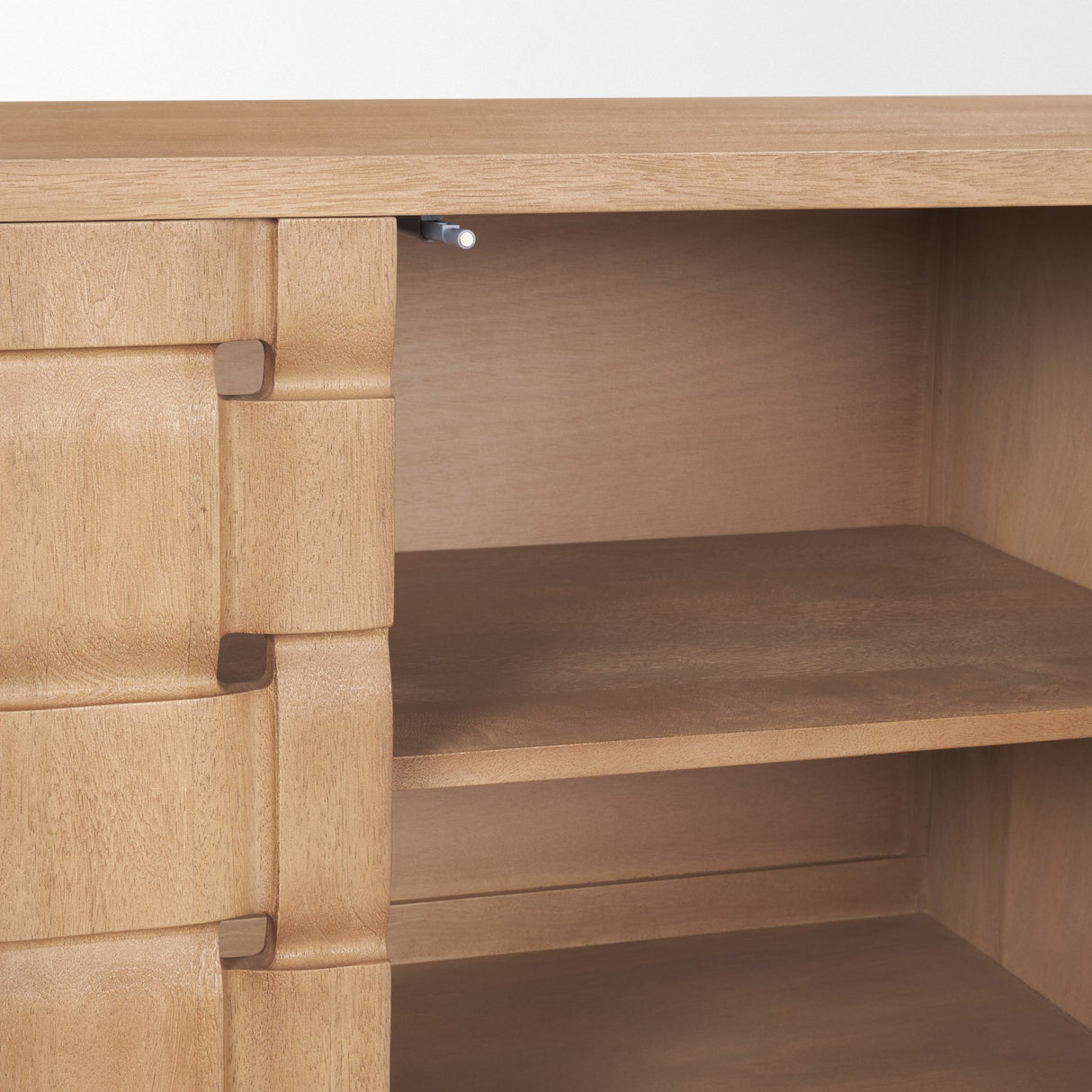Trellyn Light Brown Solid Wood 4-Door Sideboard with Carved Woven Doors from Mercana - Luna Furniture