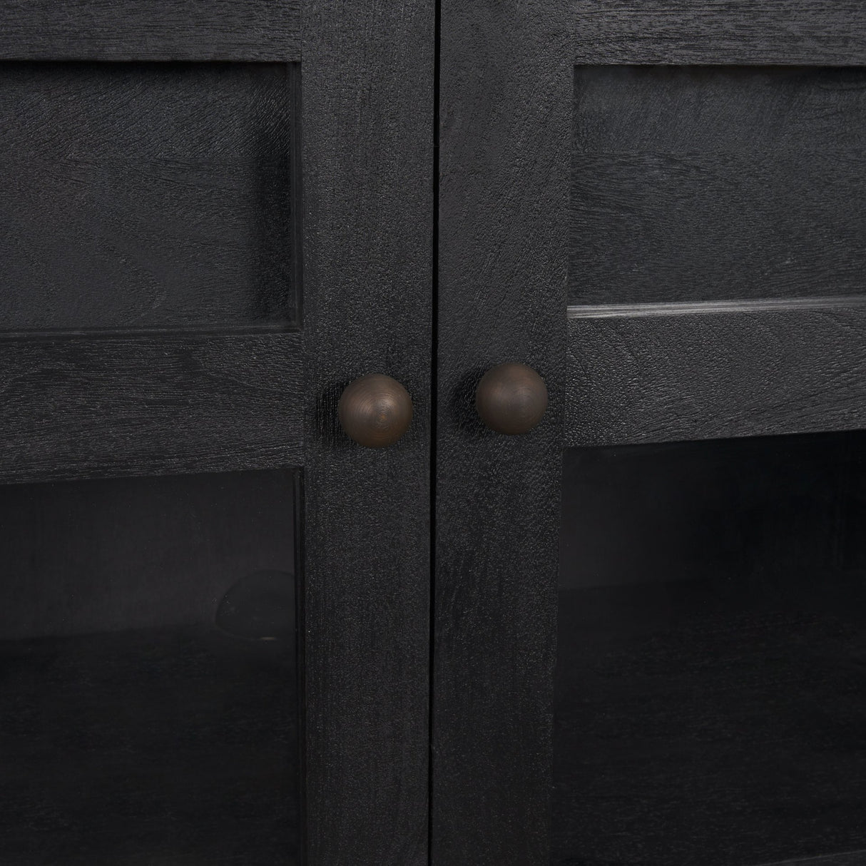 Suri Black Wood w/ Glass 4-Door Closed Sideboard from Mercana - Luna Furniture