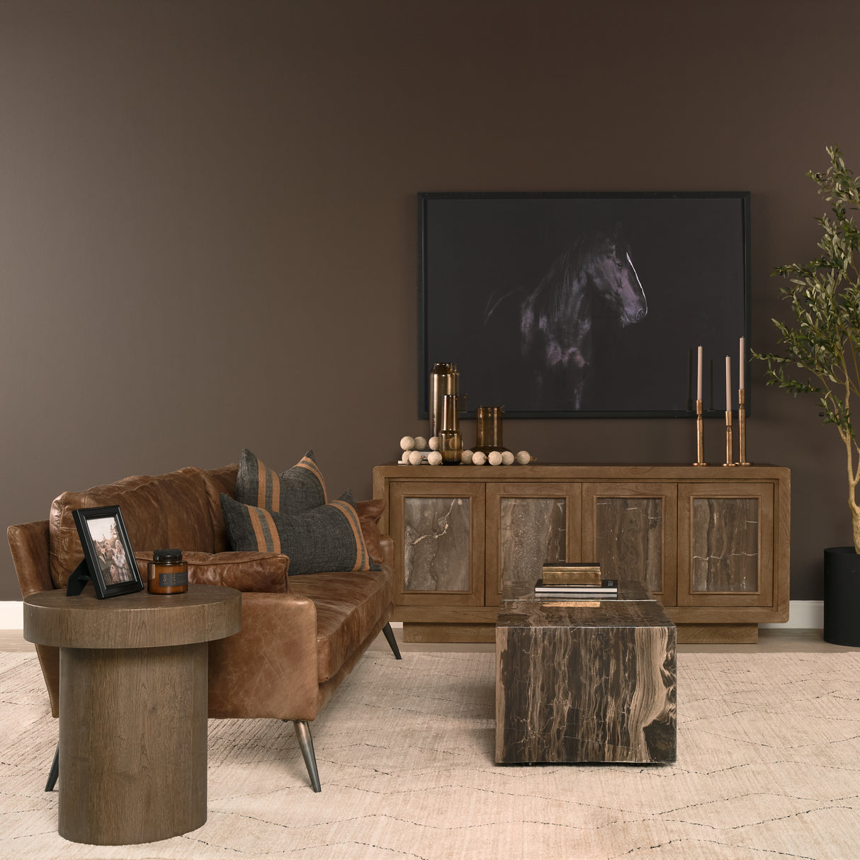 Cochrane II 82L x 33W x 32.25H Brown Leather Three Seater Sofa from Mercana - Luna Furniture