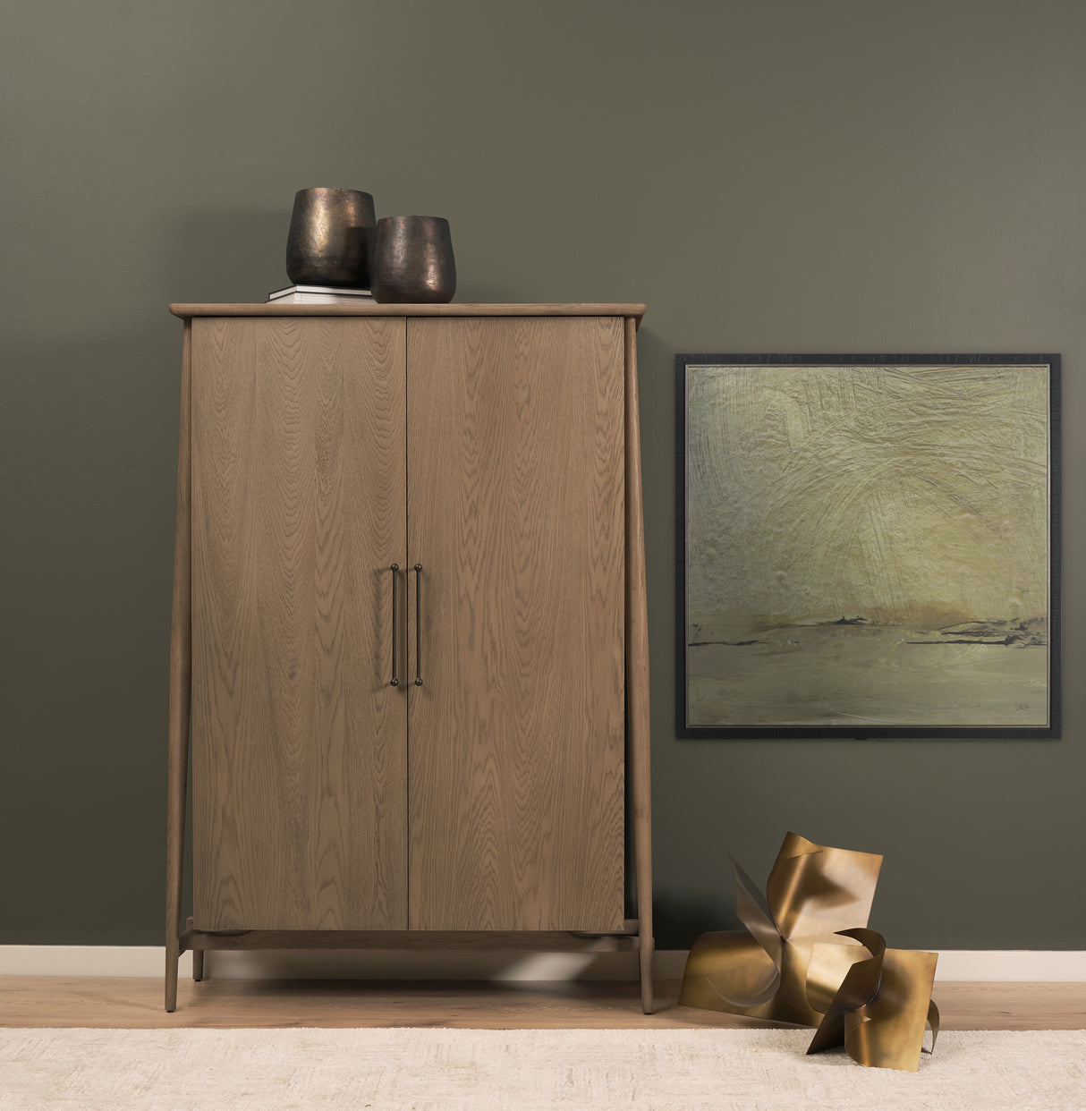 Hollis Gray-Brown Wood Curio Cabinet from Mercana - Luna Furniture