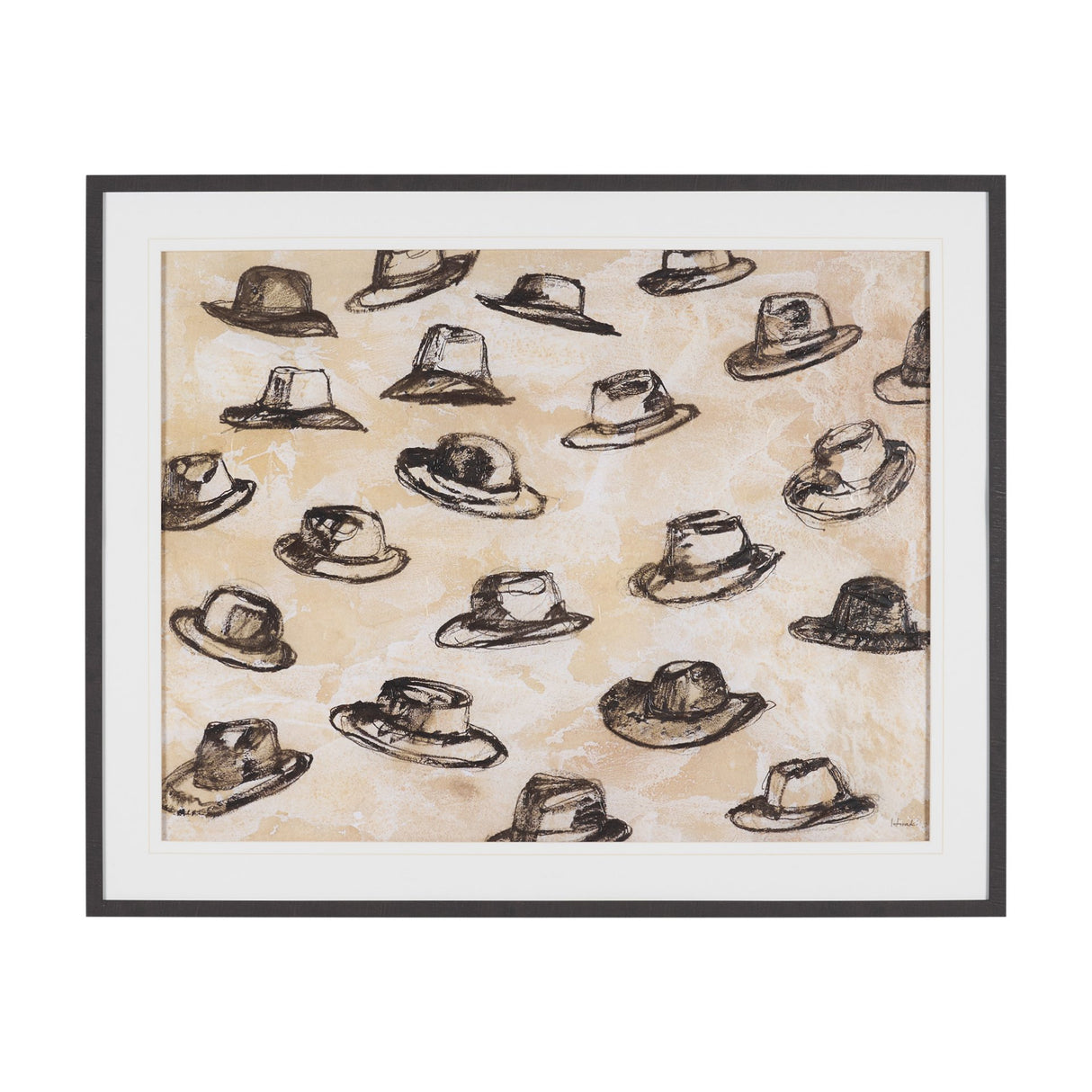 "Hat Trick" by Mercana Studio Hand-Embellished Textured Framed Artwork Matted under Glass from Mercana - Luna Furniture