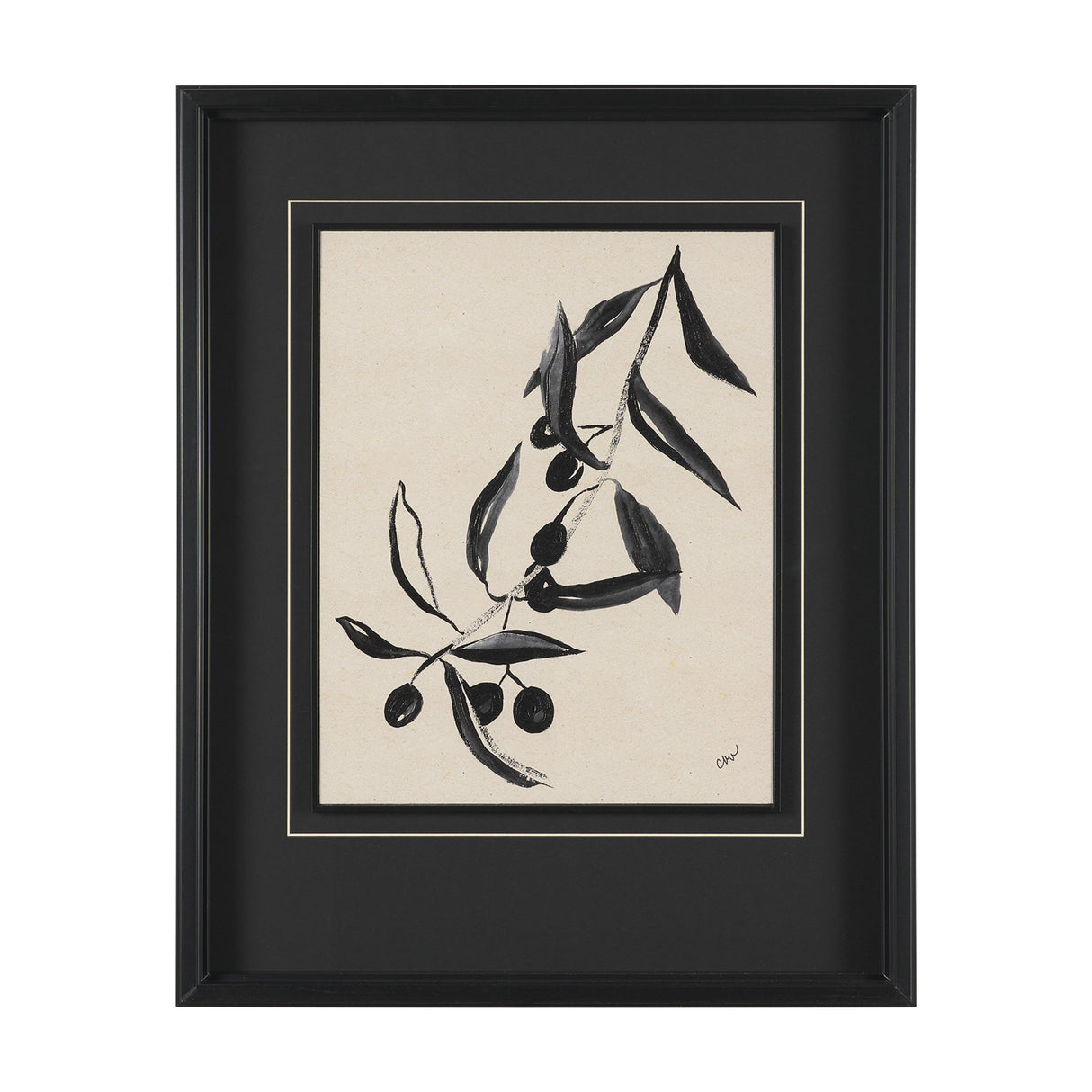 Olive Branch by Cristina Bartl Villa Hand-Embellished Textured Framed Artwork Matted under Glass from Mercana - Luna Furniture