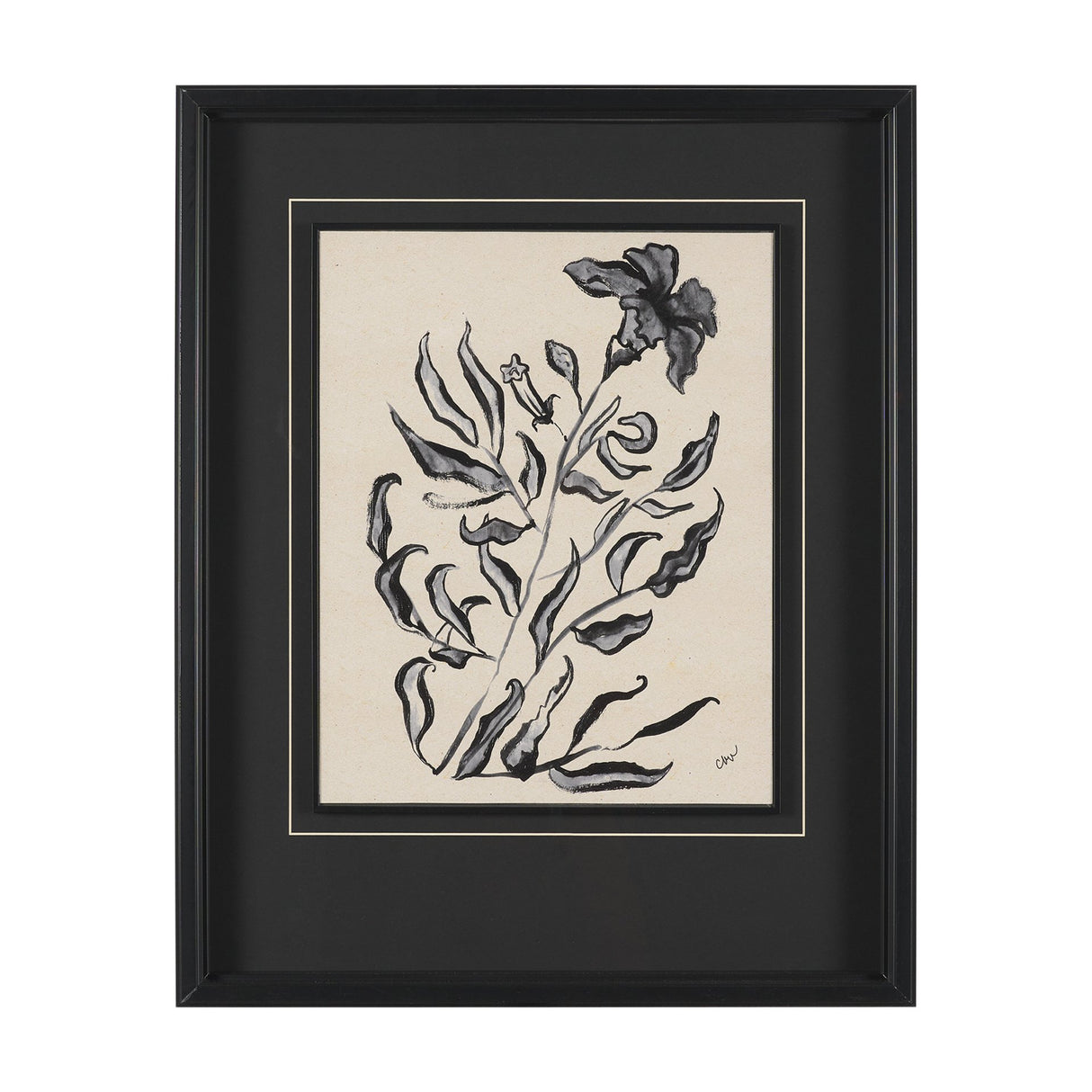 Pandora Plant by Cristina Bartl Villa Hand-Embellished Textured Framed Artwork Matted under Glass from Mercana - Luna Furniture