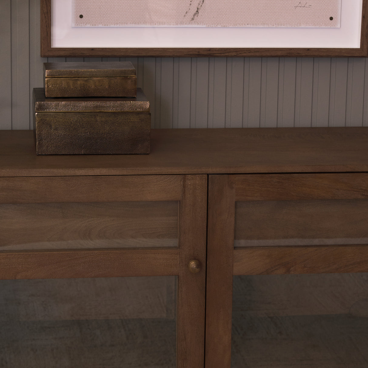 Suri Mid Brown Wood w/ Glass 4-Door Closed Sideboard from Mercana - Luna Furniture